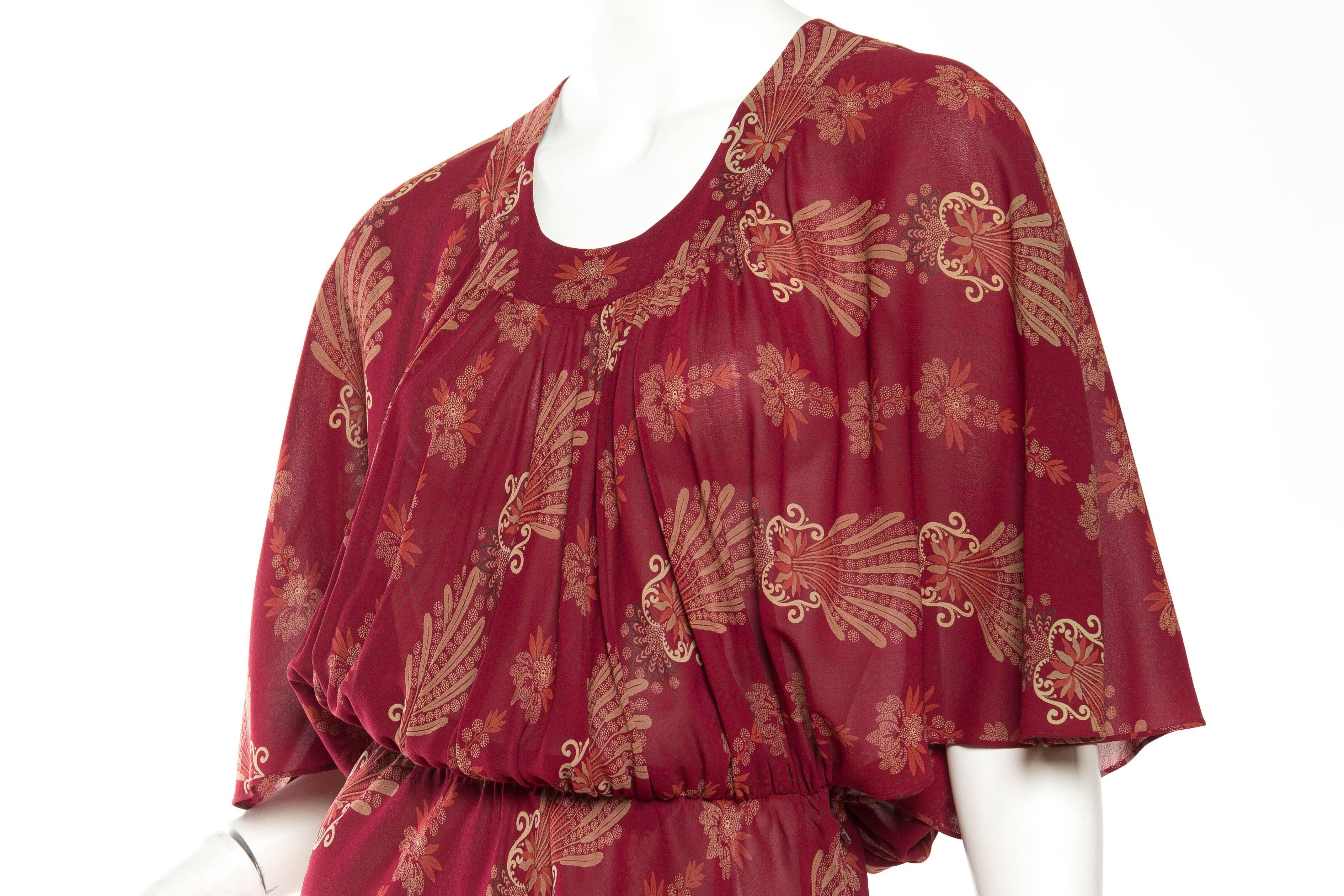 1970s Italian Silk Chiffon Boho Dress 2