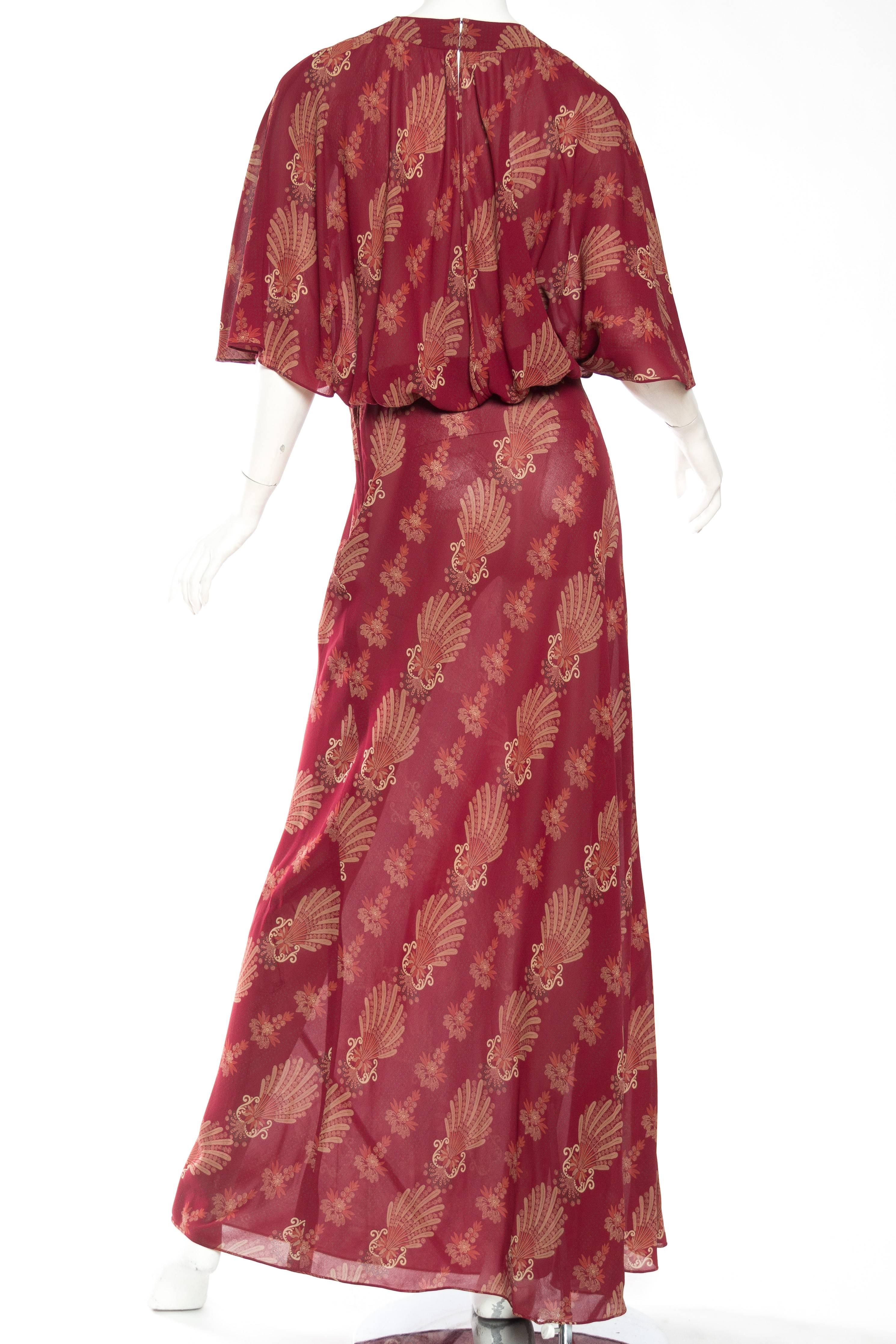 1970s Italian Silk Chiffon Boho Dress 1