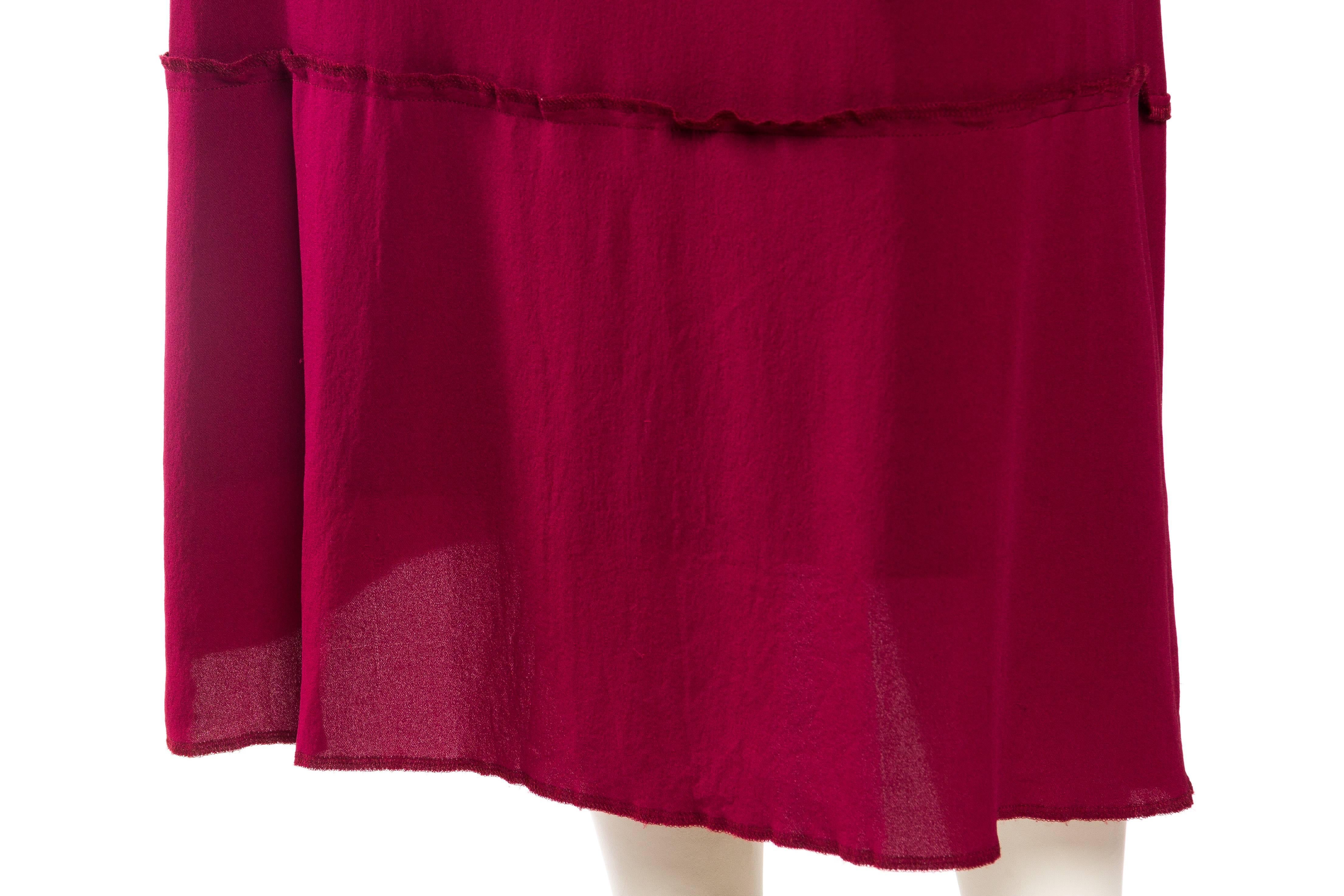 1990S Comme Des Garcons Burgundy Silk Asymmetrically Draped & Layered Slip Dress 2