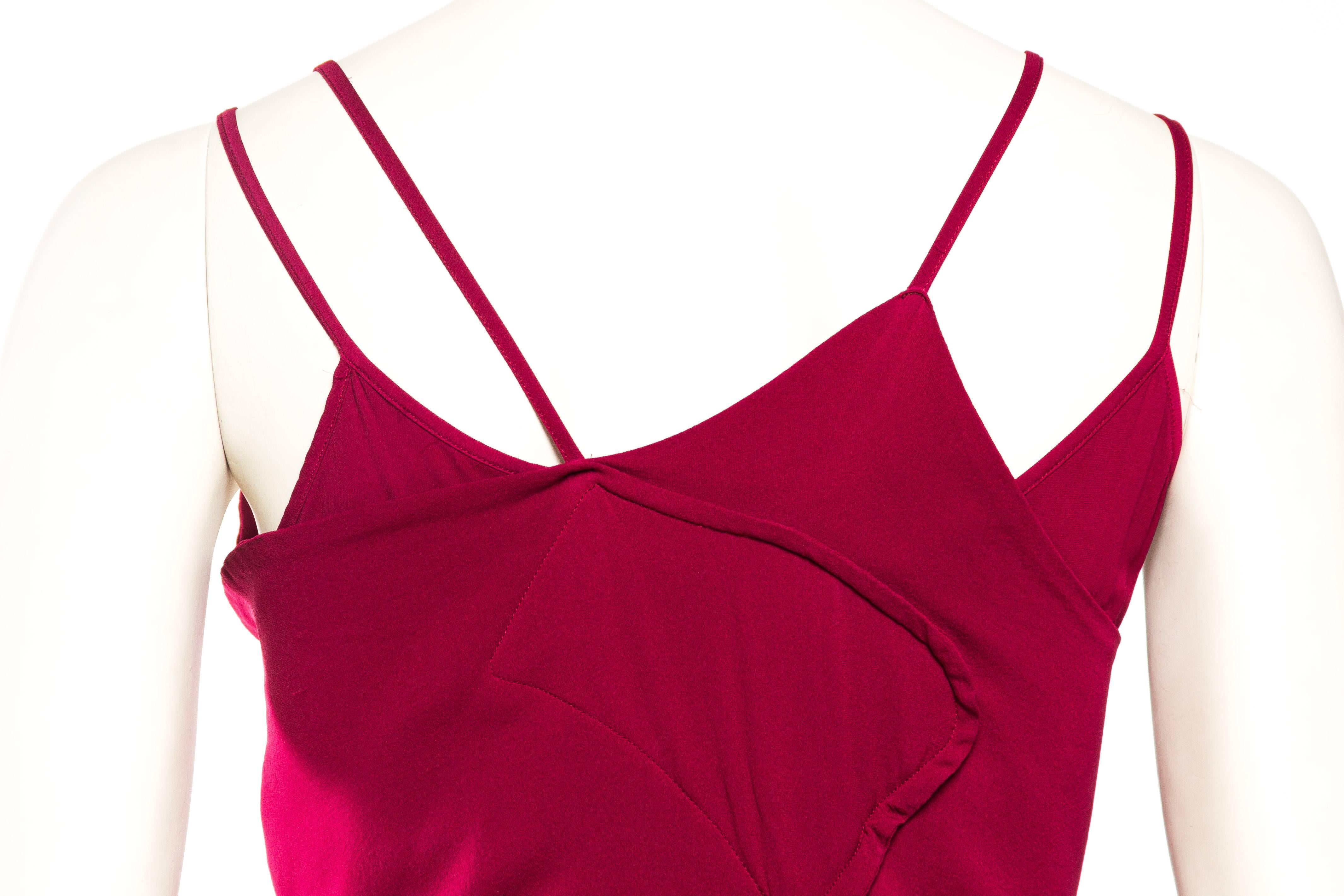 1990S Comme Des Garcons Burgundy Silk Asymmetrically Draped & Layered Slip Dress 1