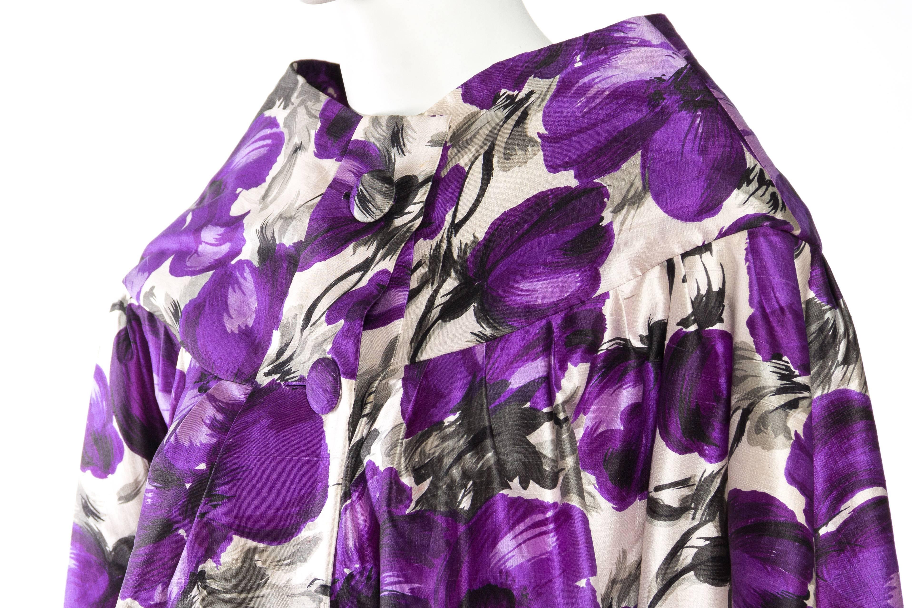 Gorgeous Floral Printed Silk Lightweight Coat from the 1950s 3