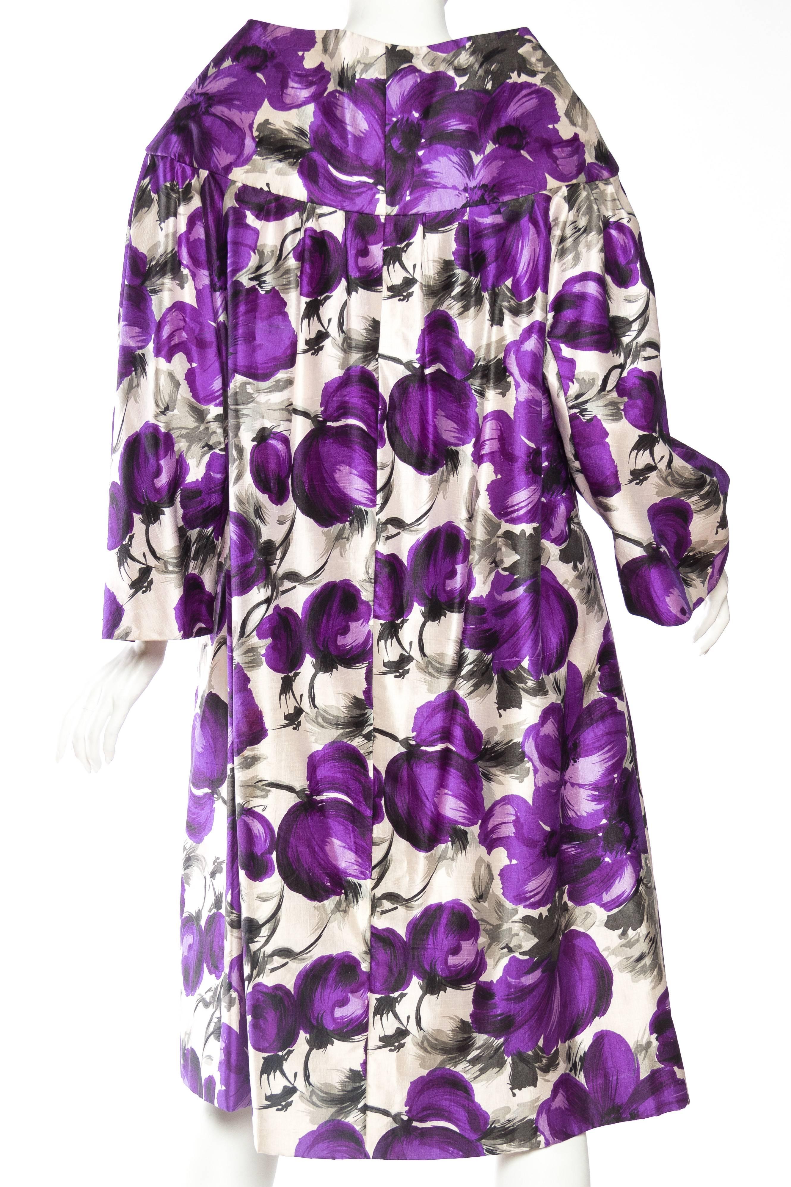 Gorgeous Floral Printed Silk Lightweight Coat from the 1950s 2