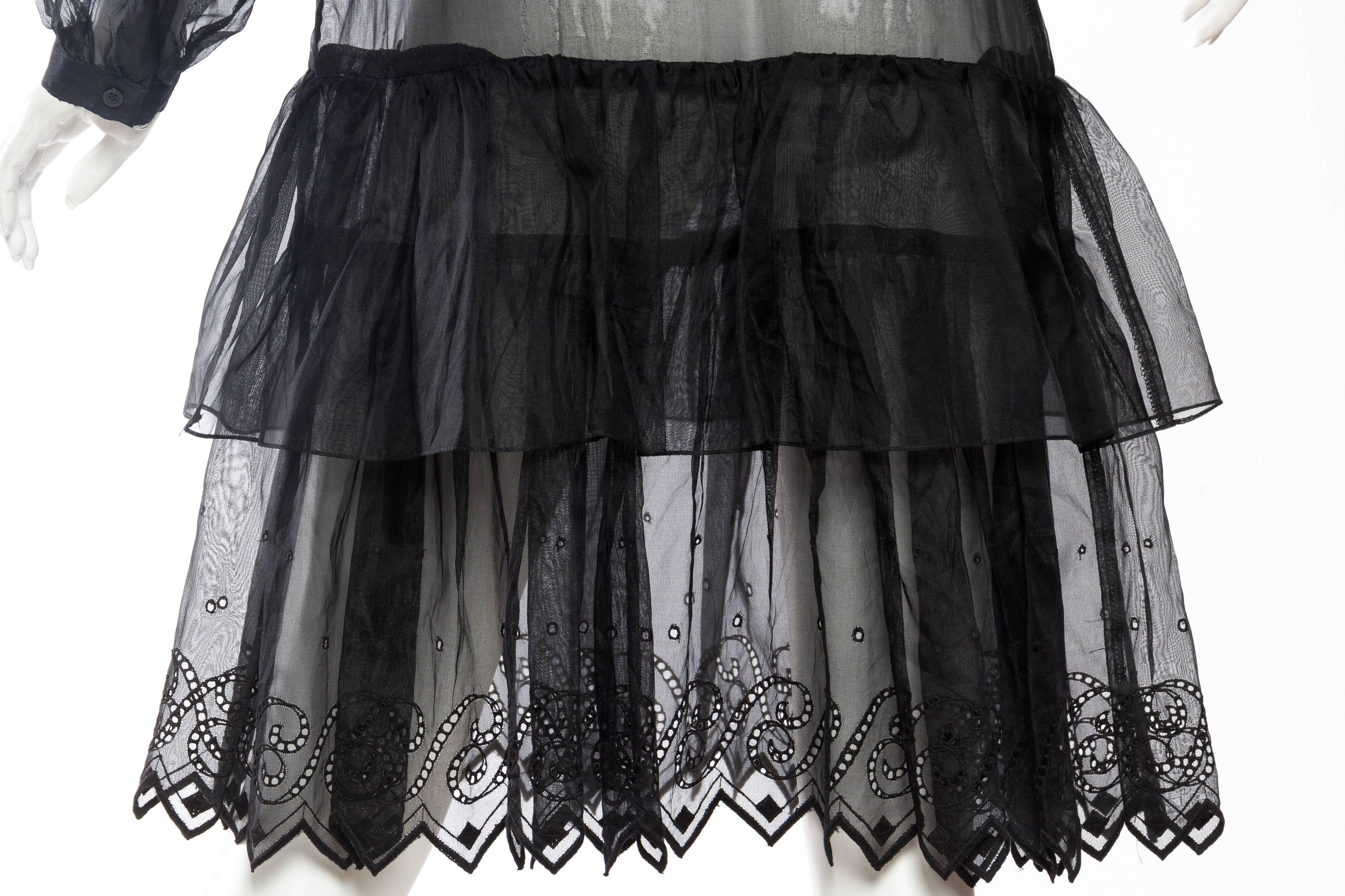 1970s Gucci Style Silk Organza Victorian Inspired Sheer Lace Dress 3