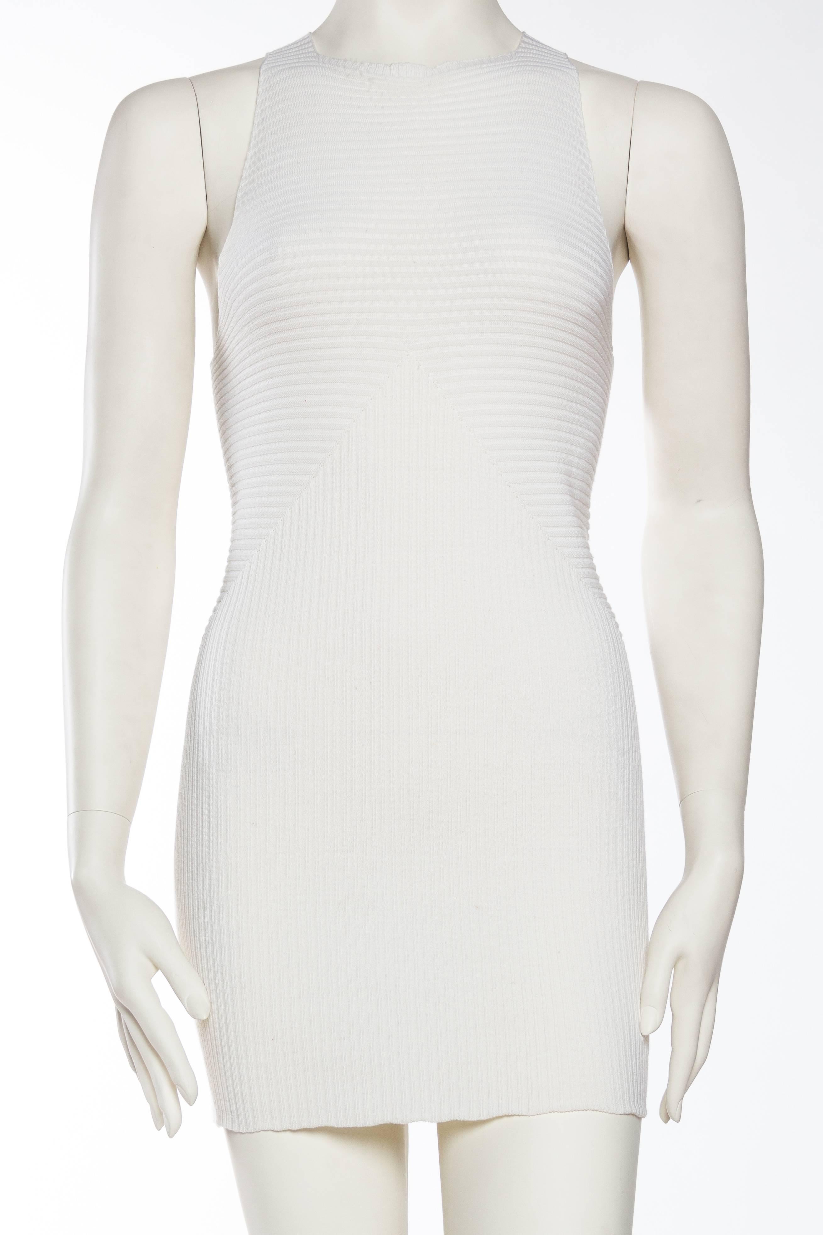 Gray Rick Owens Body-Con Minimalist Little White Dress