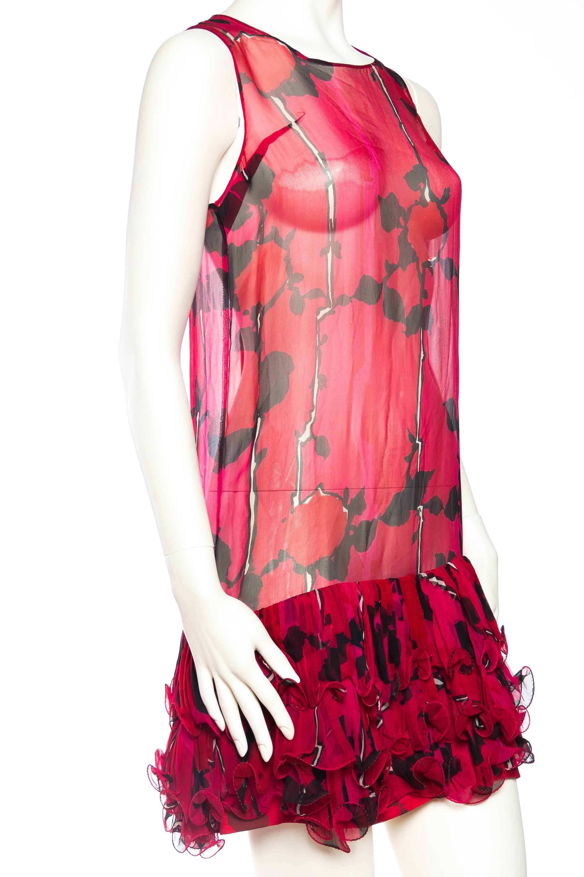 Women's Fabulous Sheer 1960S Silk Ruffled Summer Cocktail Dress