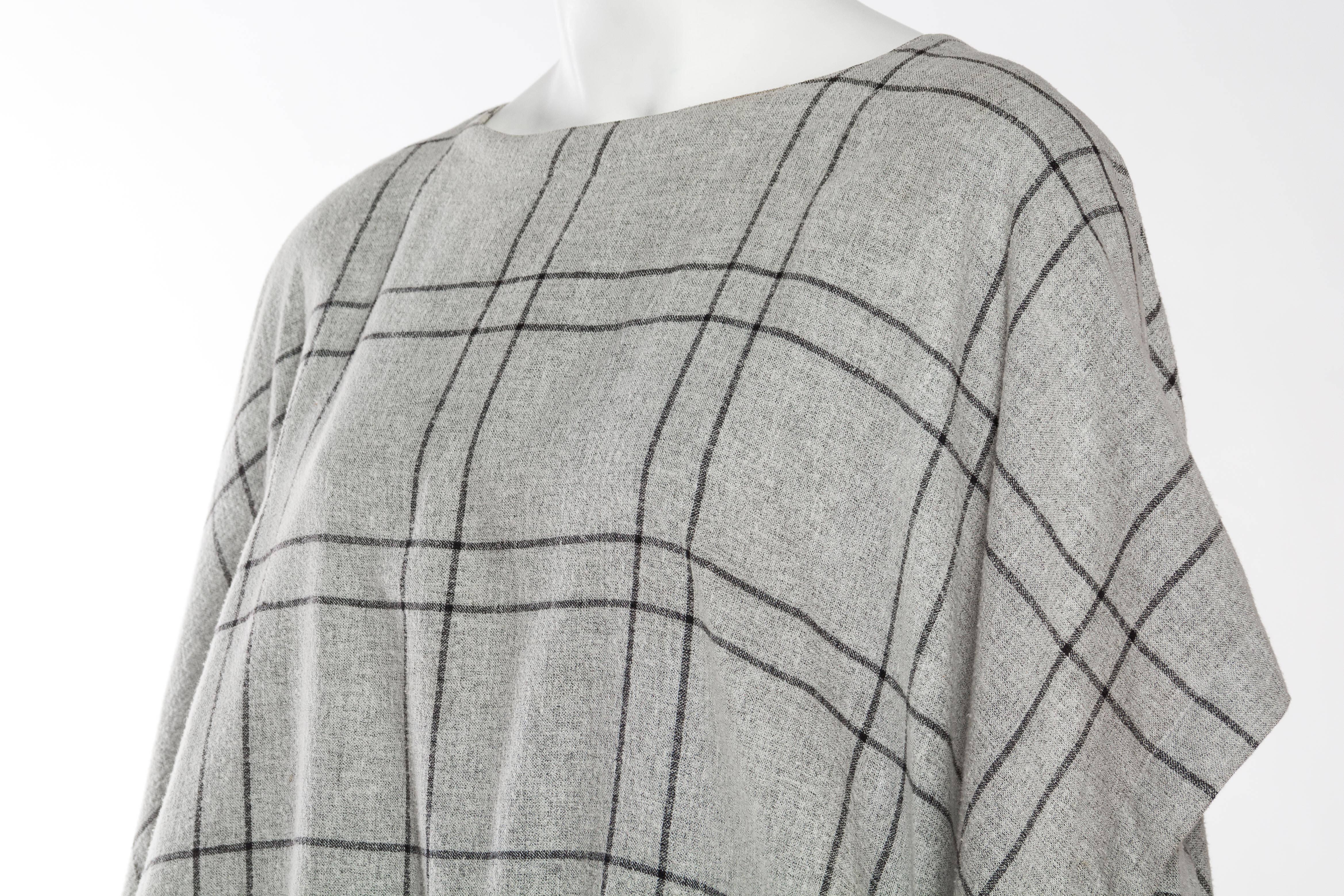 1980S Issey Miyake Grey Cotton Plantation Tunic  Dress In Good Condition In New York, NY