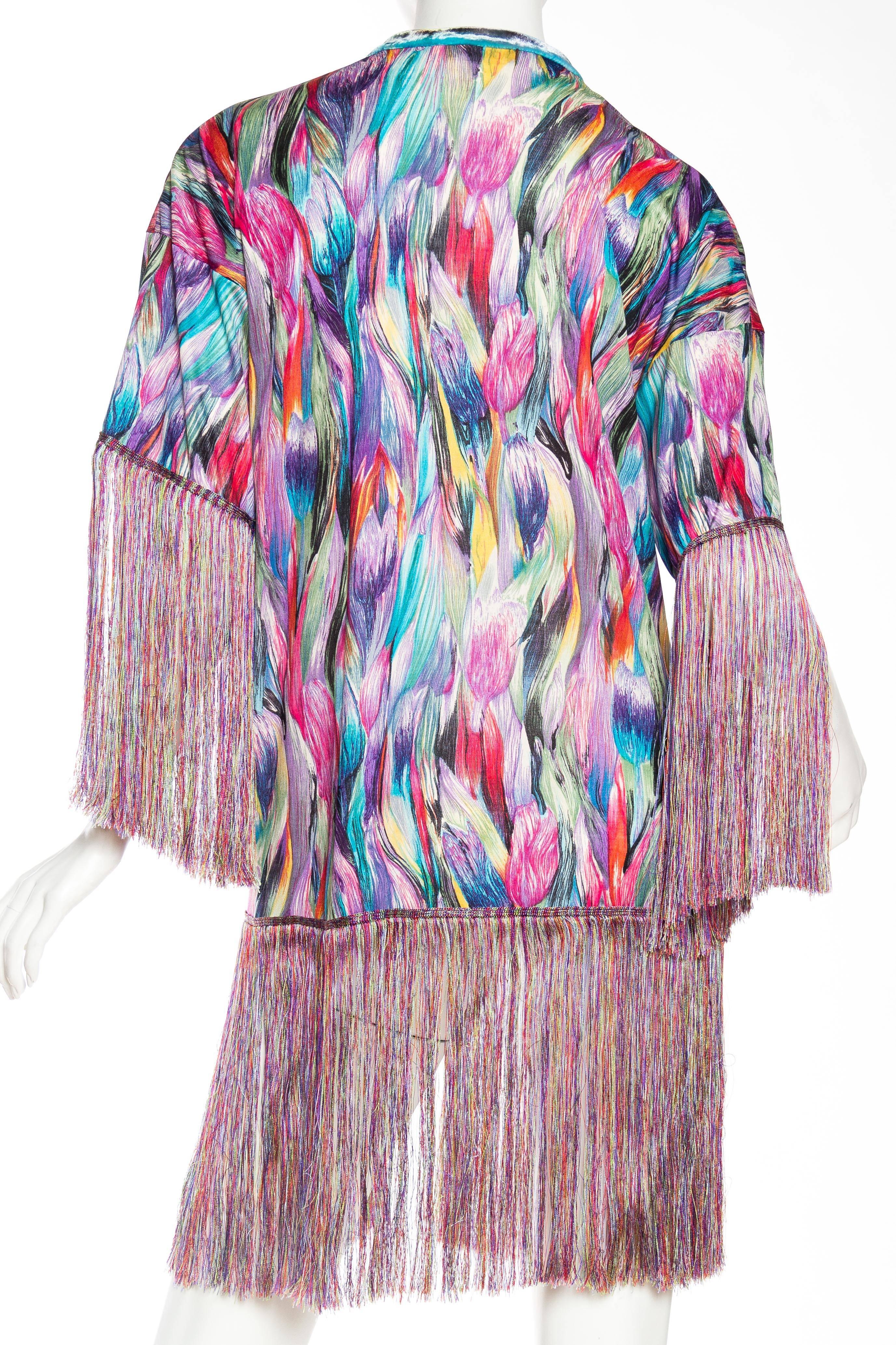 Slinky Silk Jersey Missoni Kimono with Fringe 1