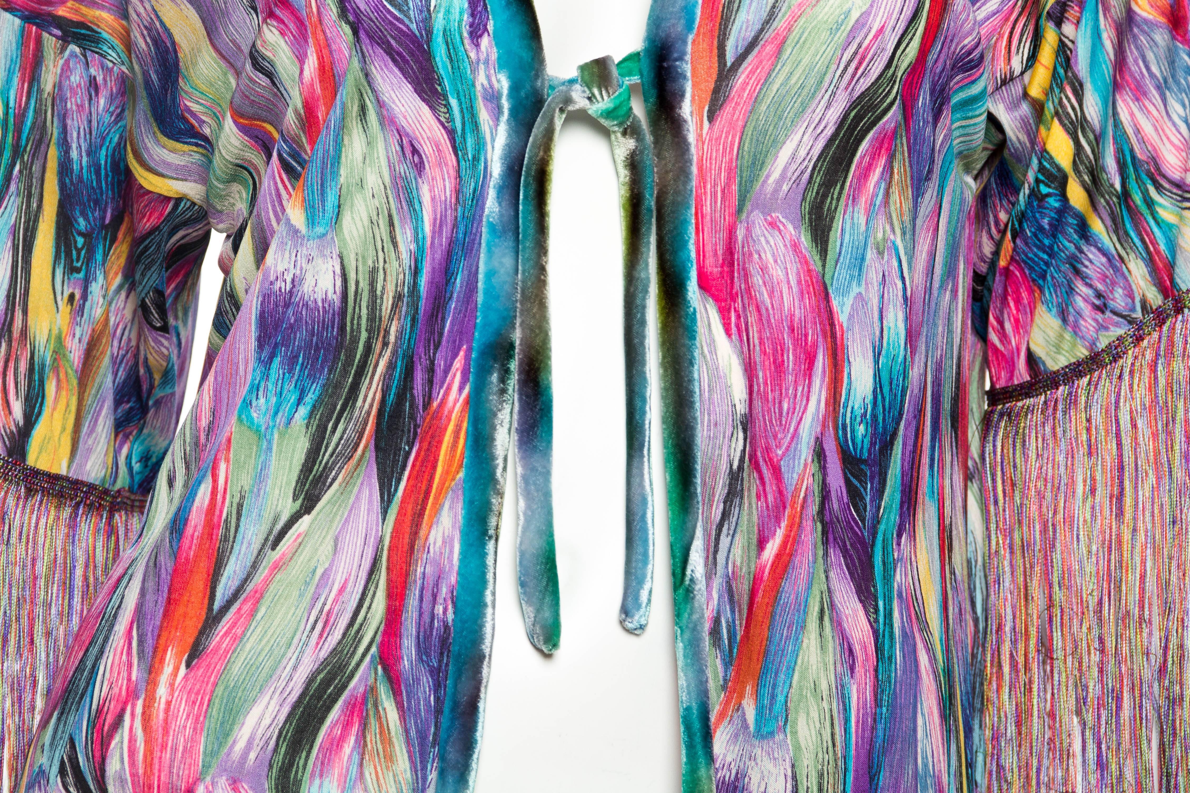Slinky Silk Jersey Missoni Kimono with Fringe 6