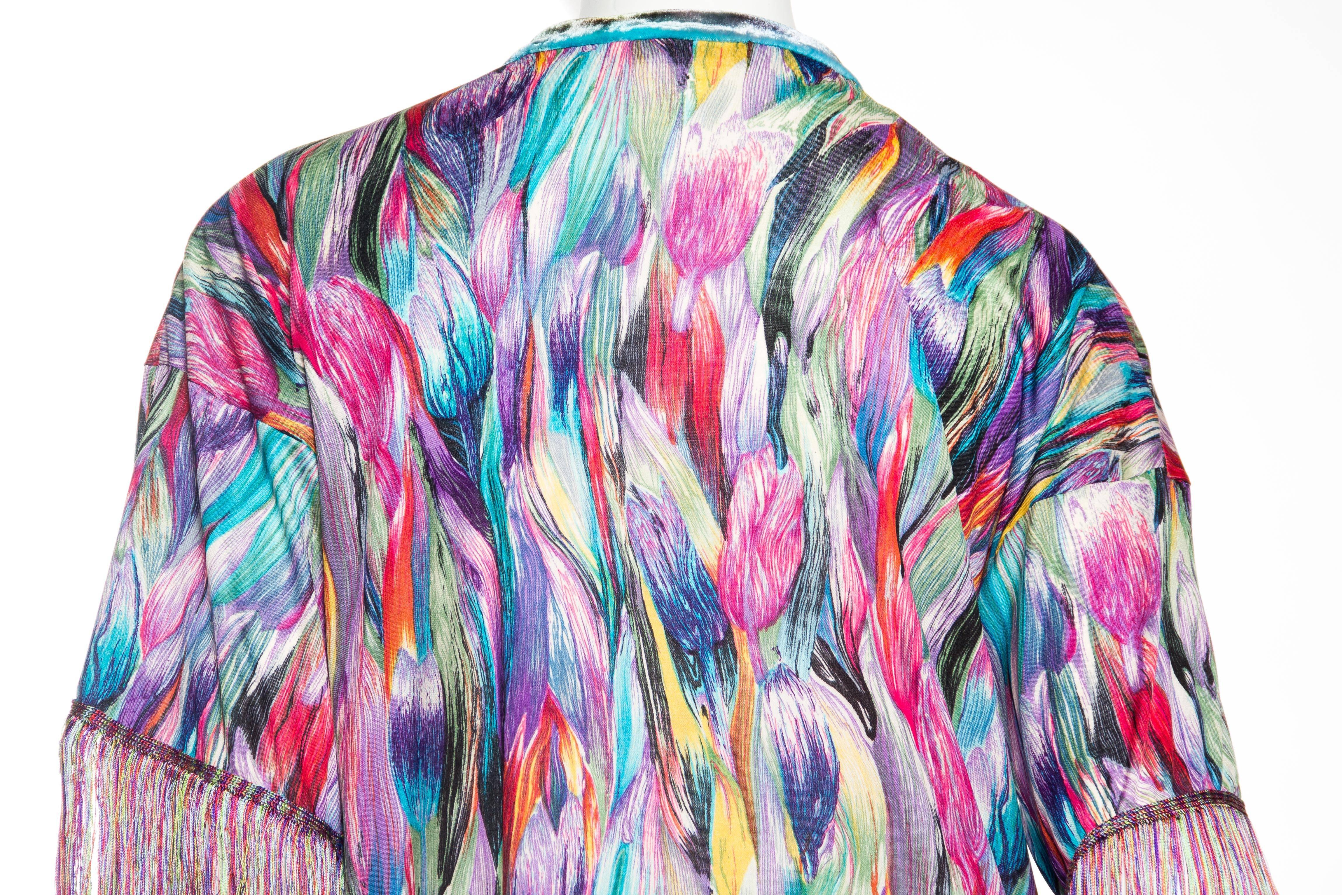 Slinky Silk Jersey Missoni Kimono with Fringe 4