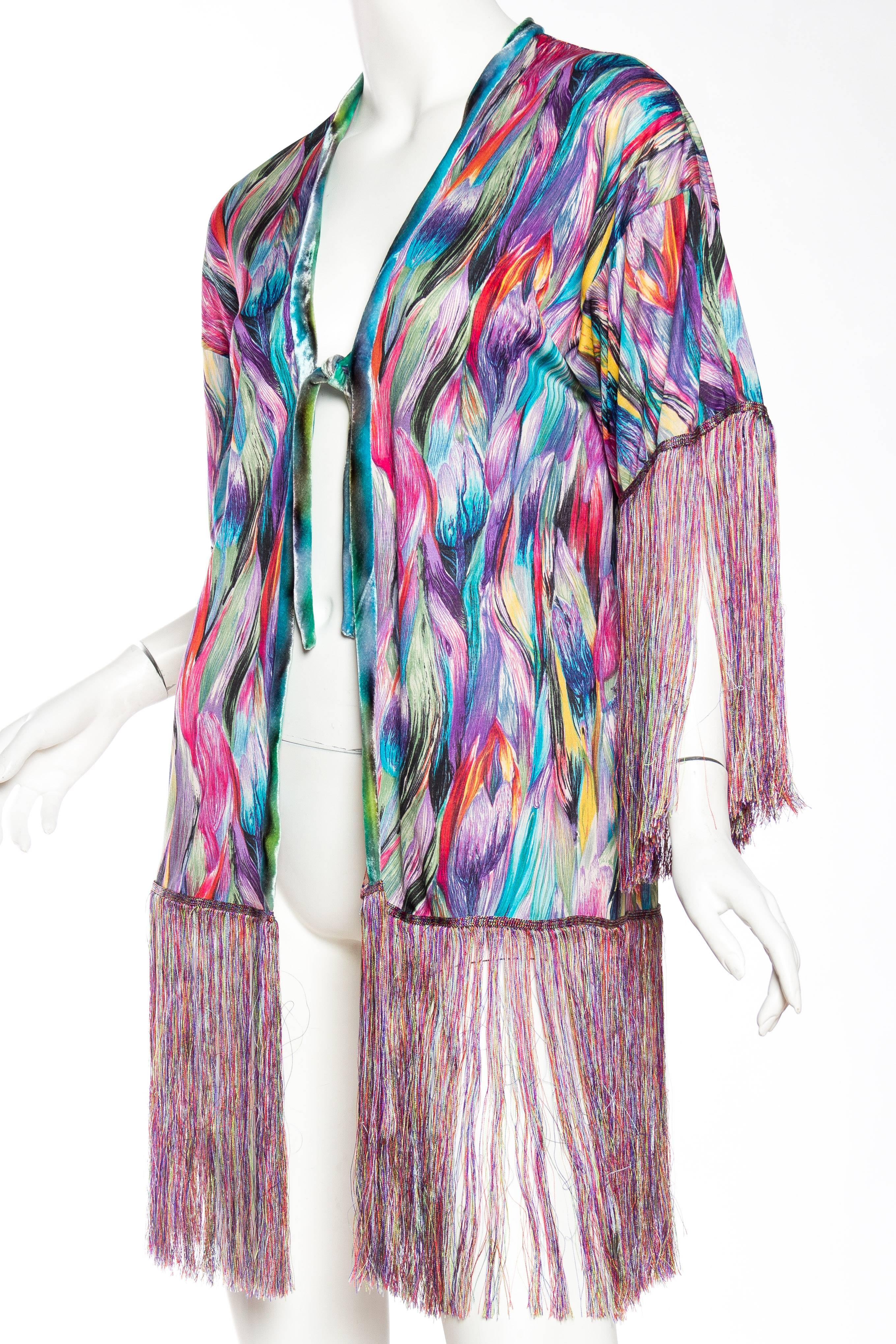 Women's Slinky Silk Jersey Missoni Kimono with Fringe