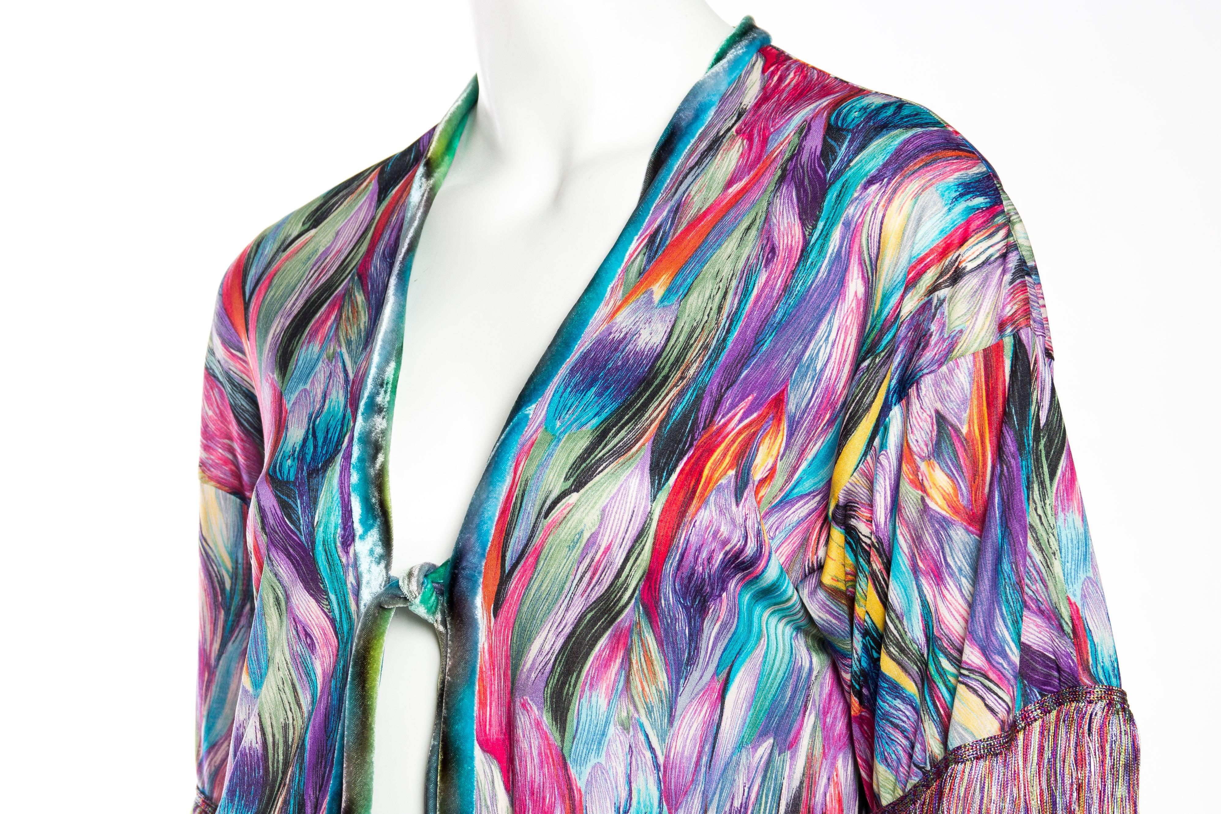 Slinky Silk Jersey Missoni Kimono with Fringe 3