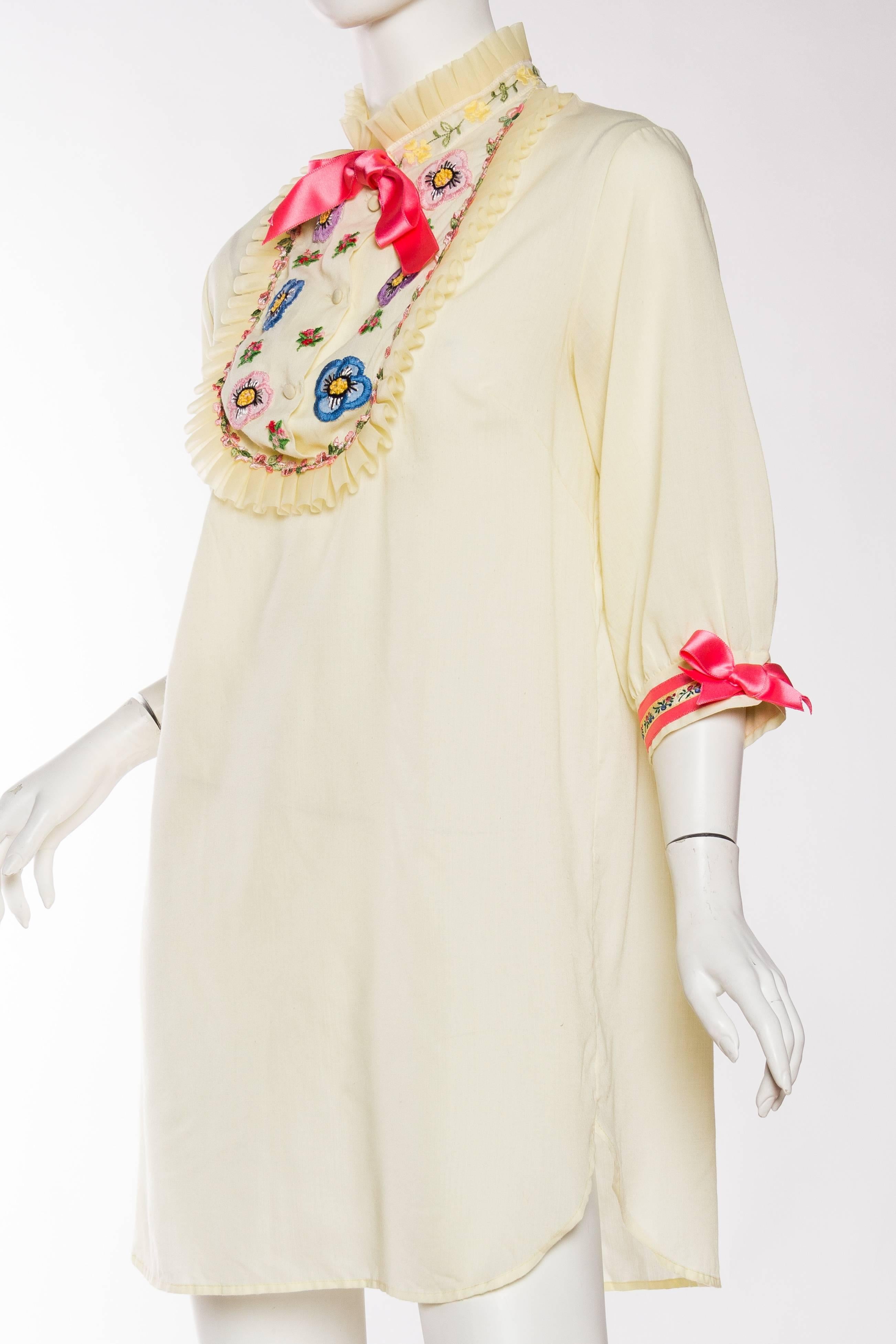 White 1960s Gucci Inspired Babydoll Shirt Dress