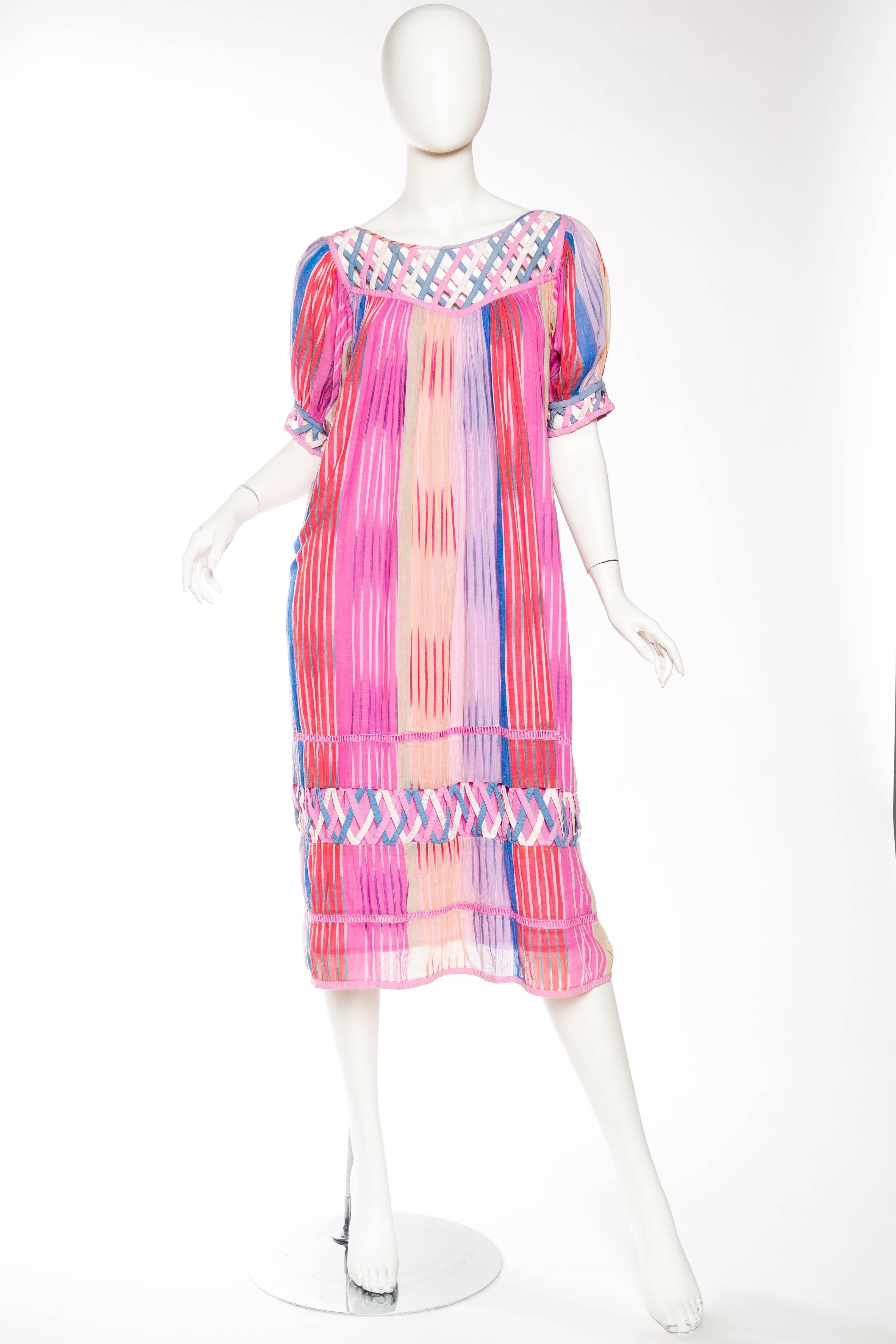 Handwoven Lightweight Cotton Ikat Dress In Excellent Condition In New York, NY