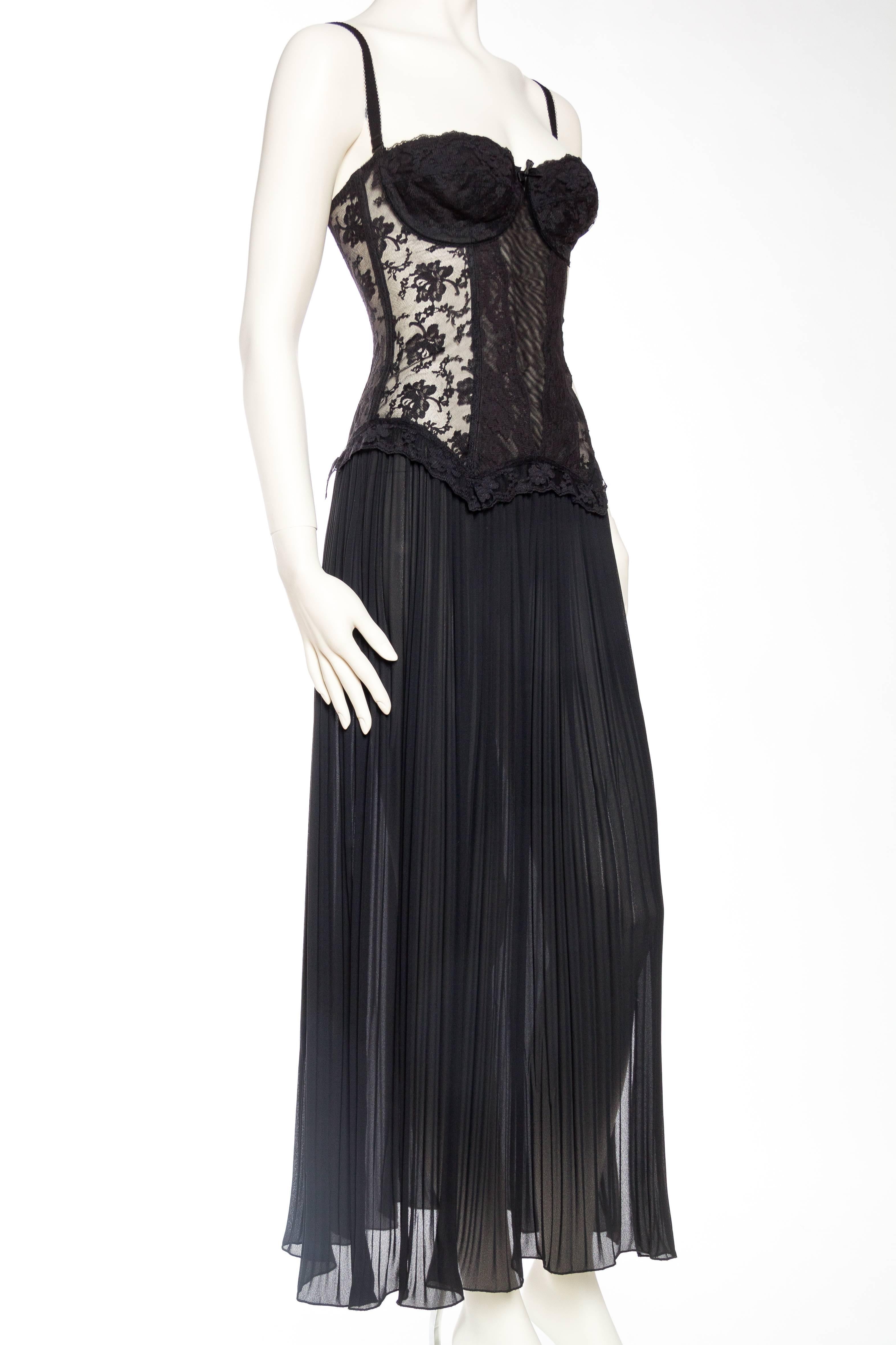 Black 1990s Vivienne Tam Sheer Corset Dress