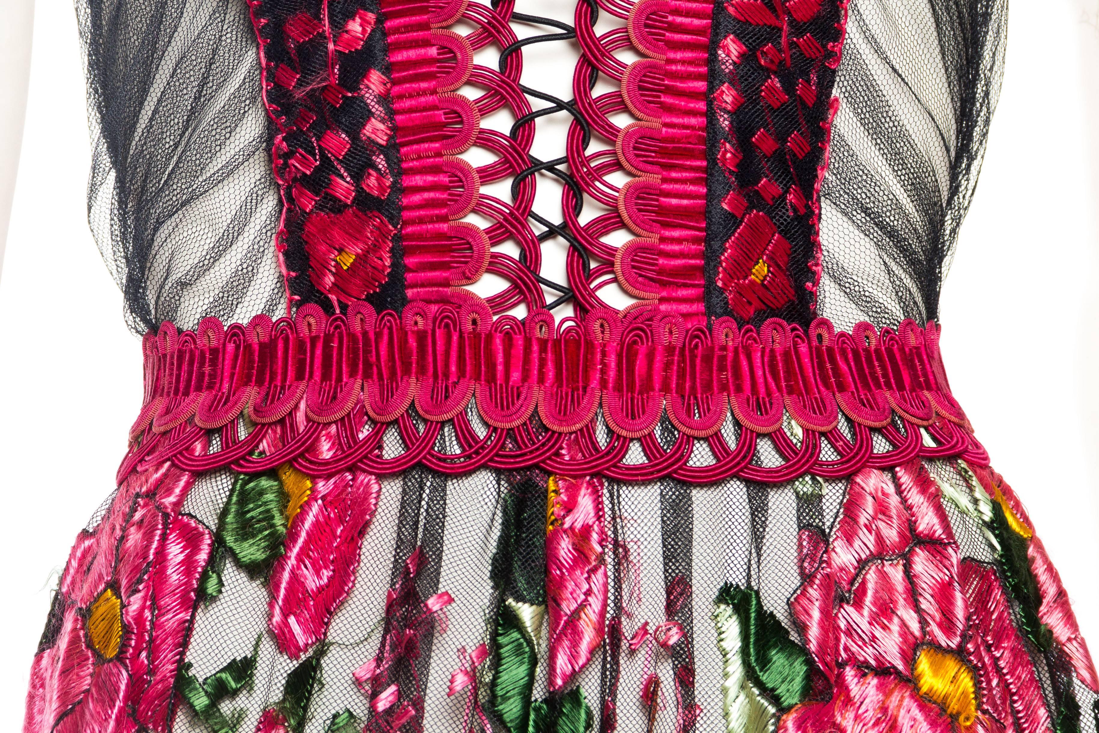 Bohemian Inspired Fully Embroidered Sheer Net Dress 3