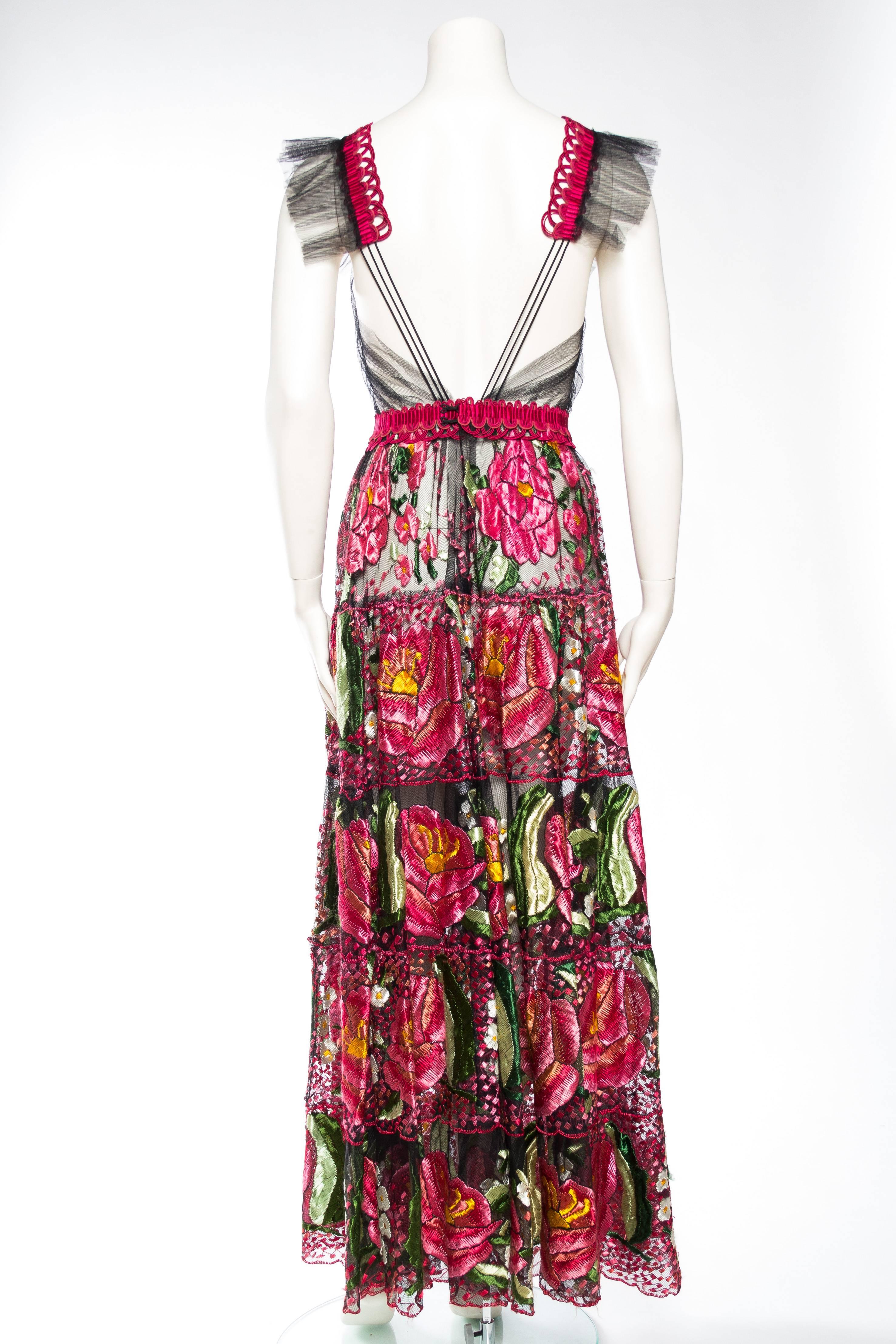 Women's Bohemian Inspired Fully Embroidered Sheer Net Dress