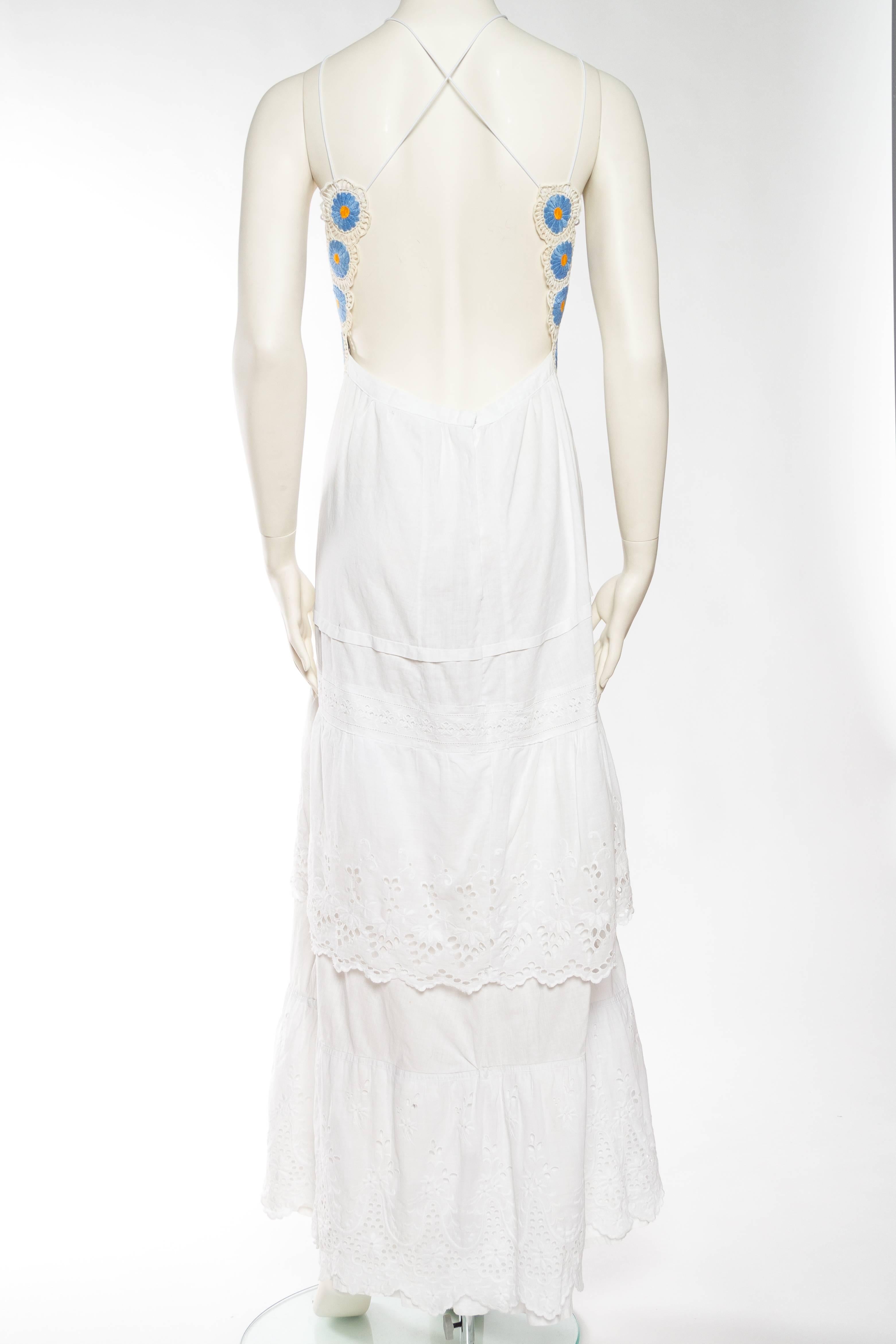 Hand Embroidered Eastern European and Victorian White Lace Dress 1