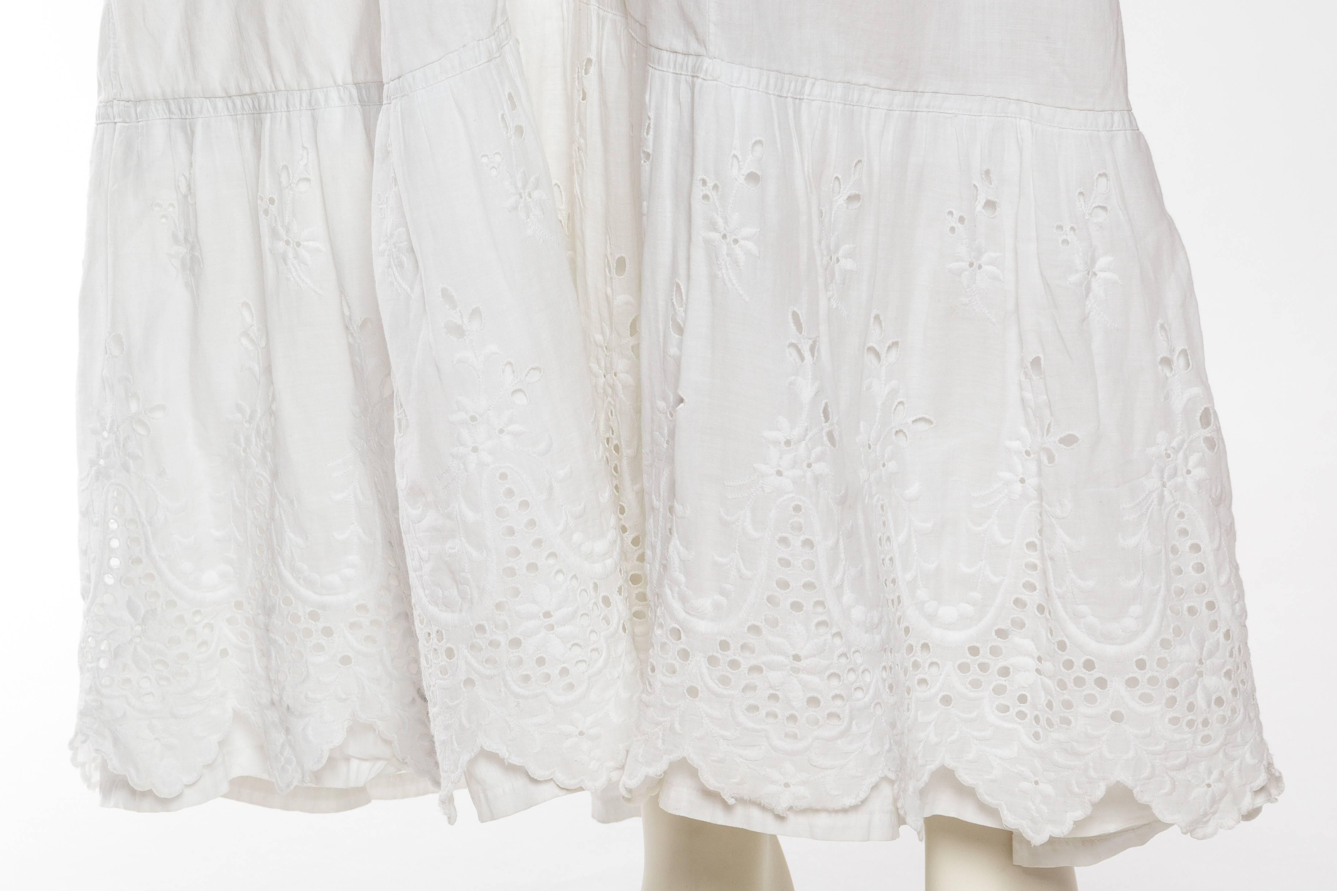 Hand Embroidered Eastern European and Victorian White Lace Dress 4