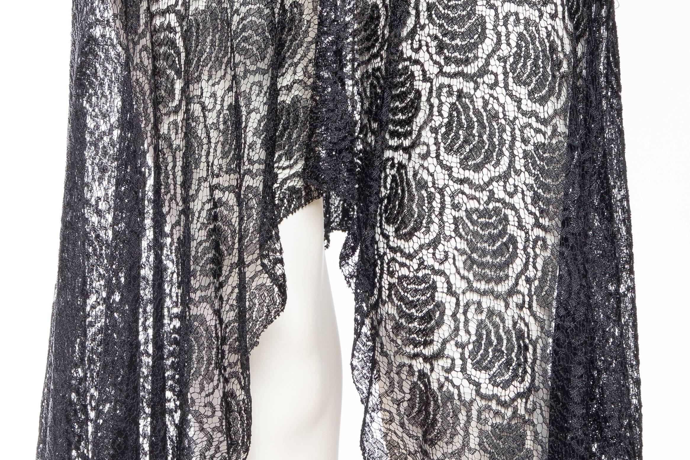Reworked 1930s Sheer Lace Dress with Sequined Bird 5