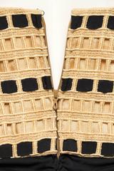 1980er ISABELLE ALLARD Schwarz & Beige Rayon Jersey 40er Jahre Kleid mit  Spitzenmantel aus Spitze