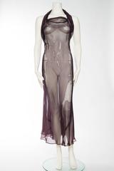 Sheer Chiffon 1930s Style Bias Backless Gown