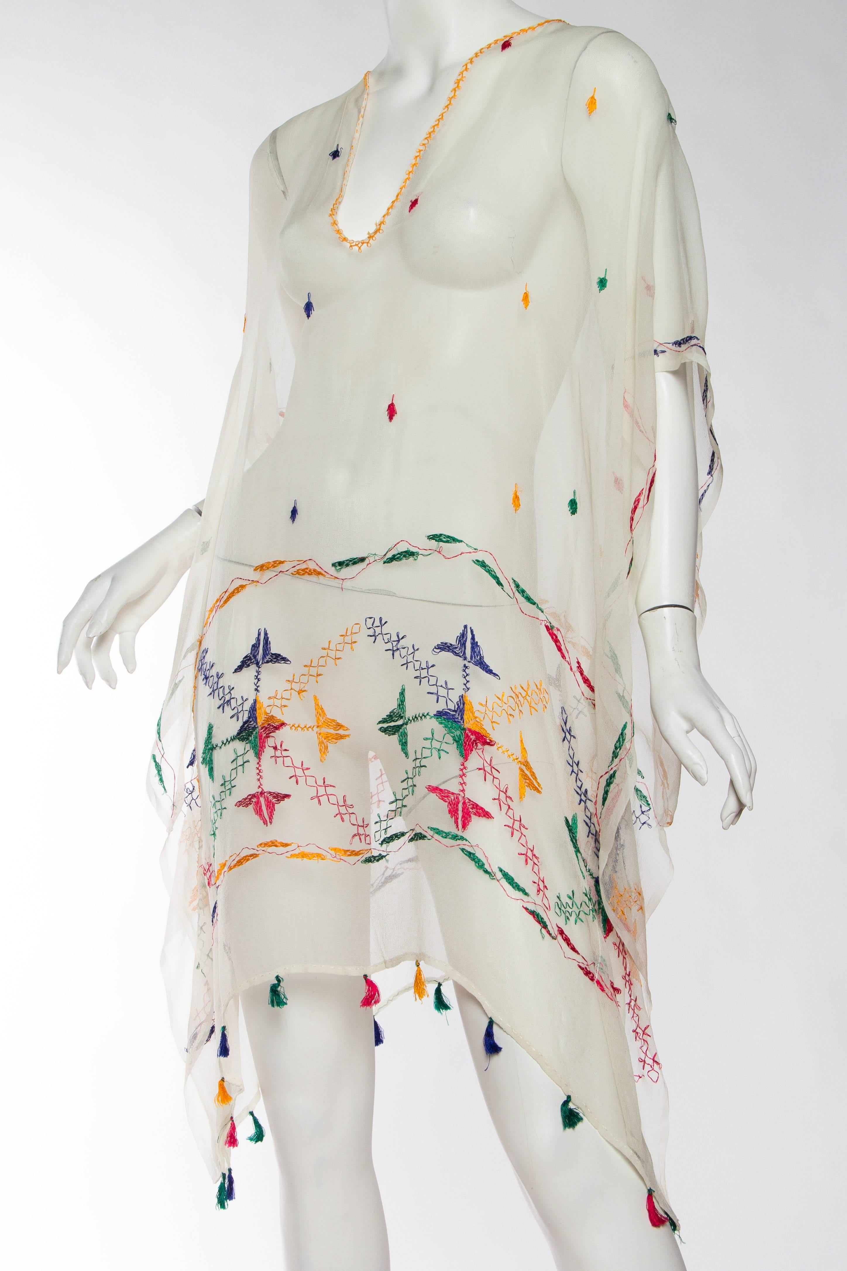 Vintage Silk Chiffon Tunic with Hand Embroidery 1