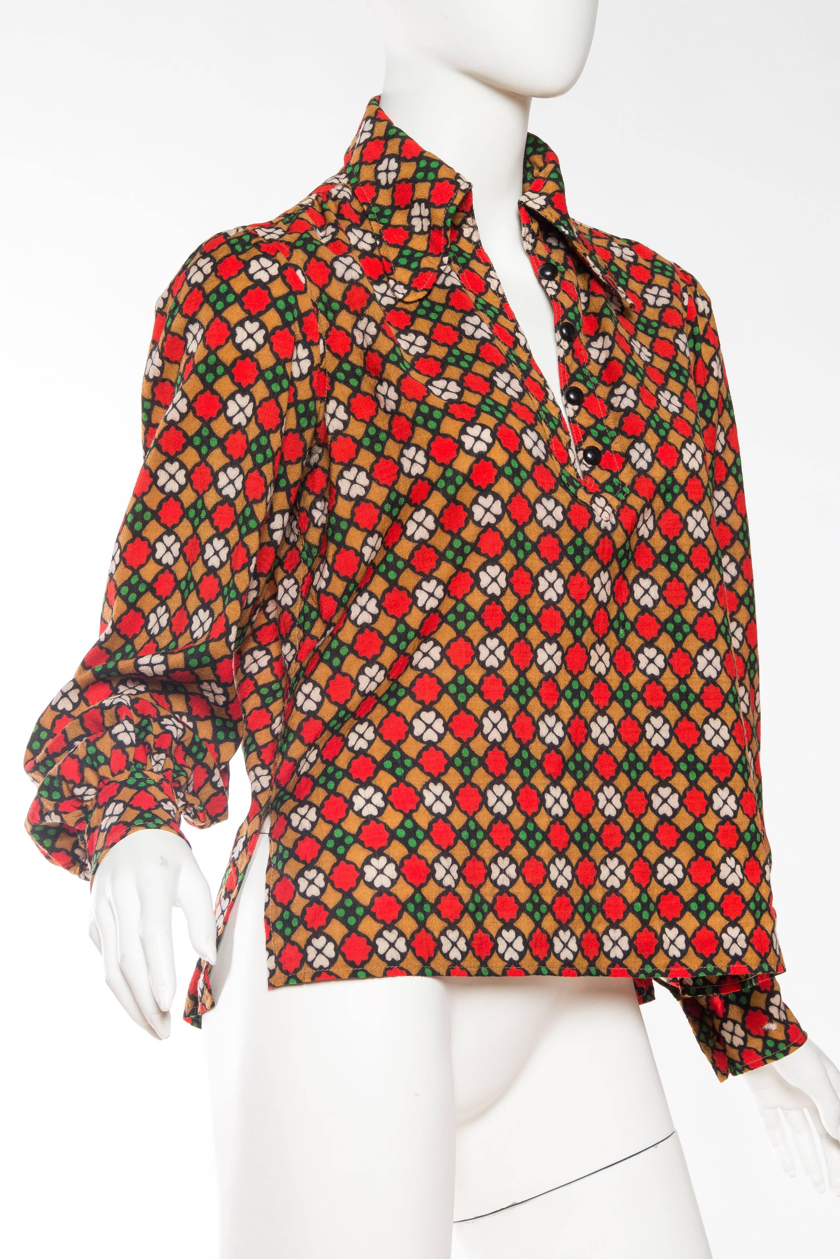 Iconic Documented Yves Saint Laurent Printed Blouse In Good Condition In New York, NY