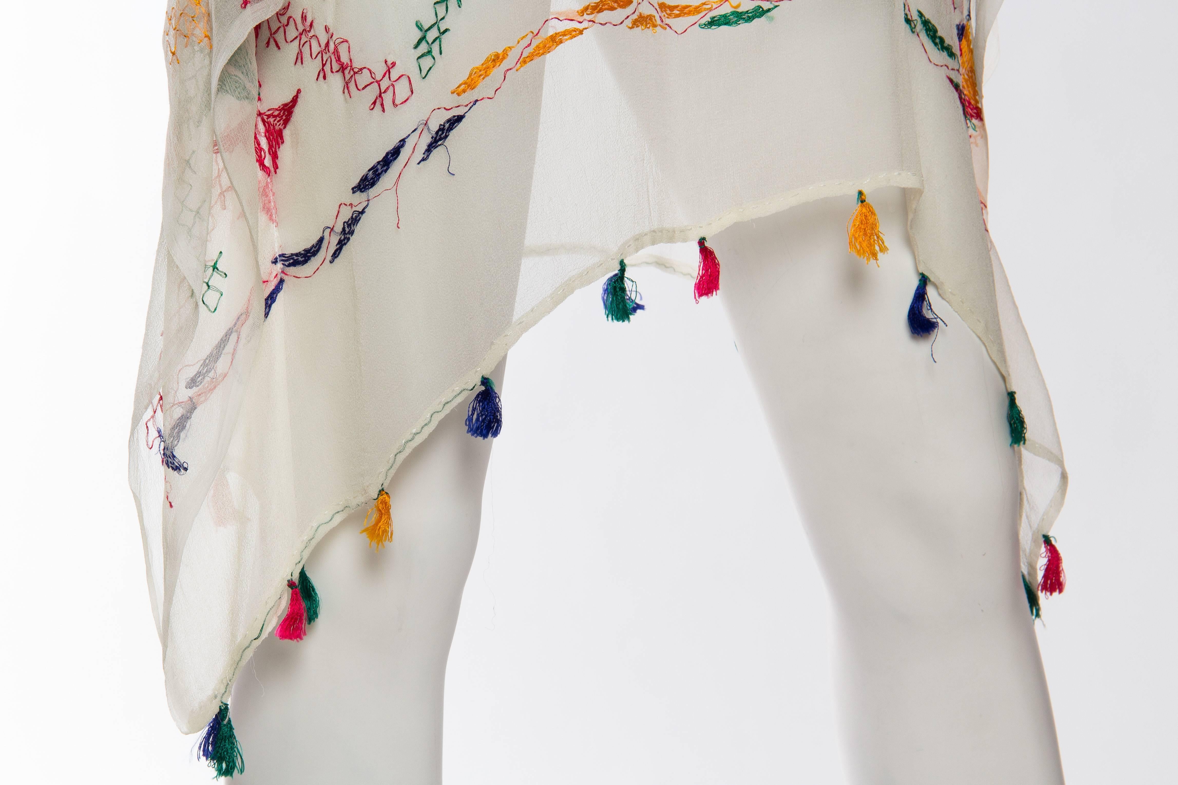 Vintage Silk Chiffon Tunic with Hand Embroidery 6