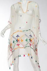 Vintage Silk Chiffon Tunic with Hand Embroidery