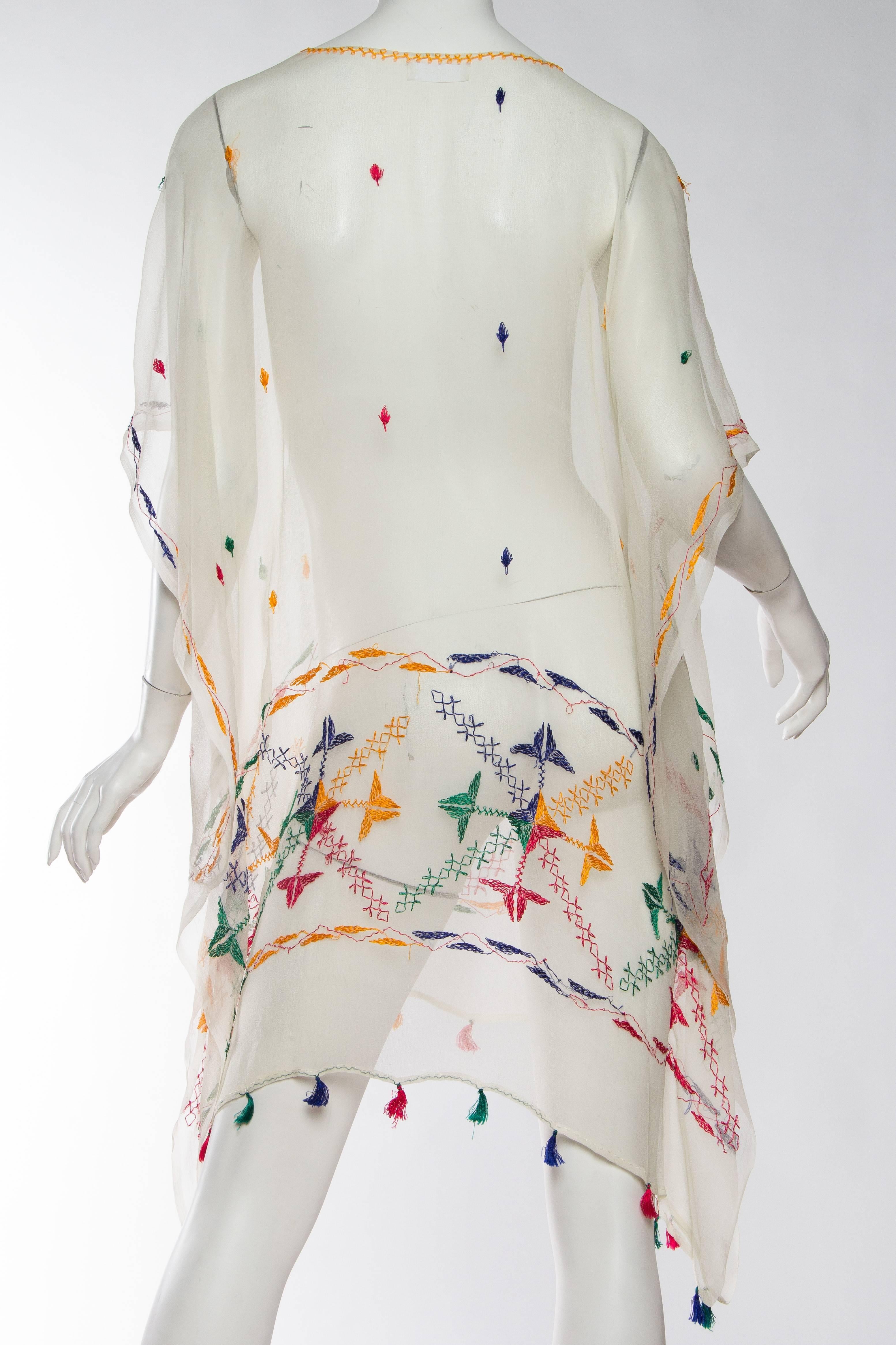 Vintage Silk Chiffon Tunic with Hand Embroidery 2