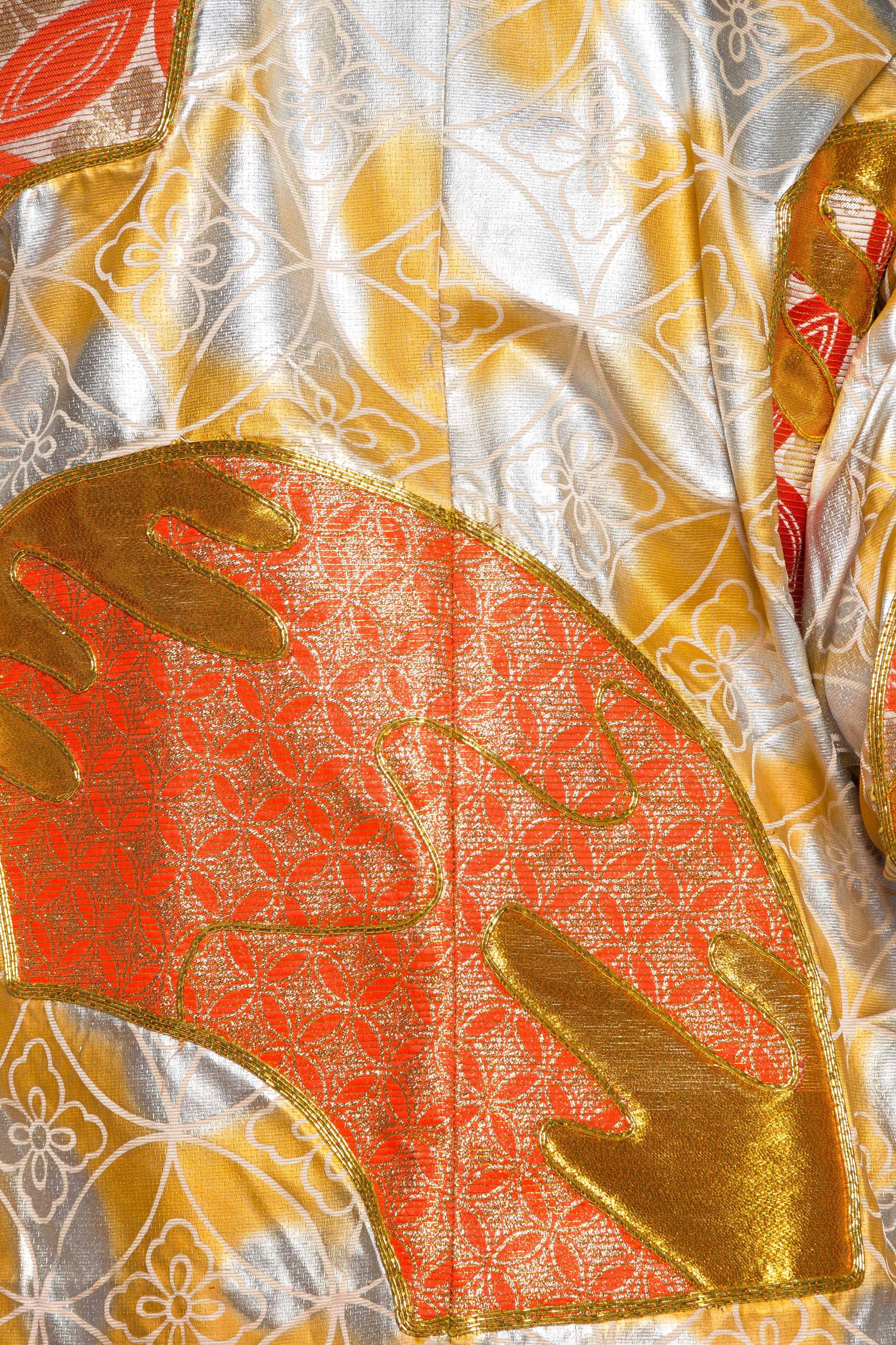 1960S Gold & Orange Silk Hand Painted Embroidered Chinese Mandarin Jacket 6