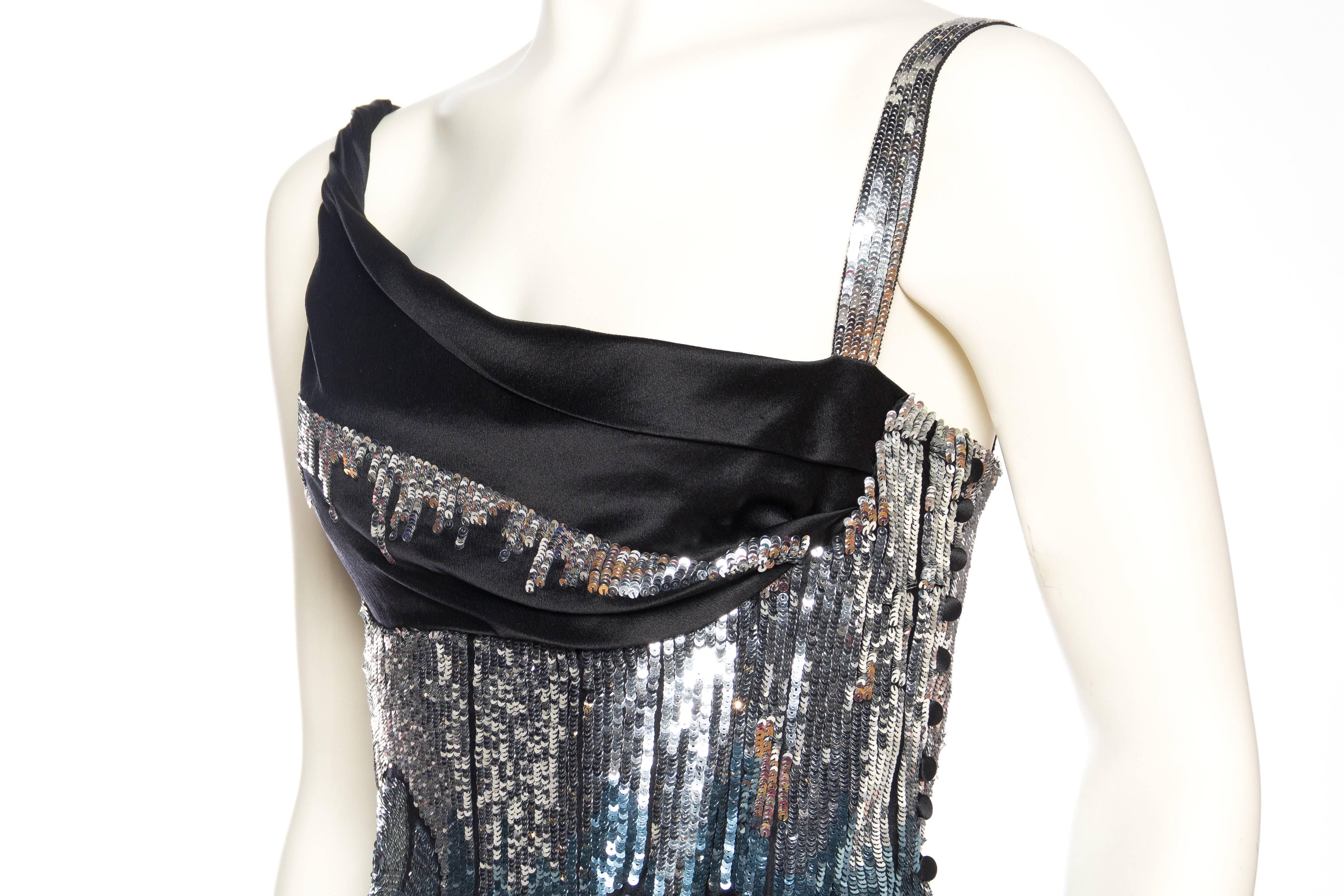 1990s Silver Beaded & Sequined Bias Satin Gown by John Galliano 1
