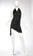 1990S JOHN GALLIANO CHRISTIAN DIOR Black Sheer Jersey Slinky Cocktail Dress