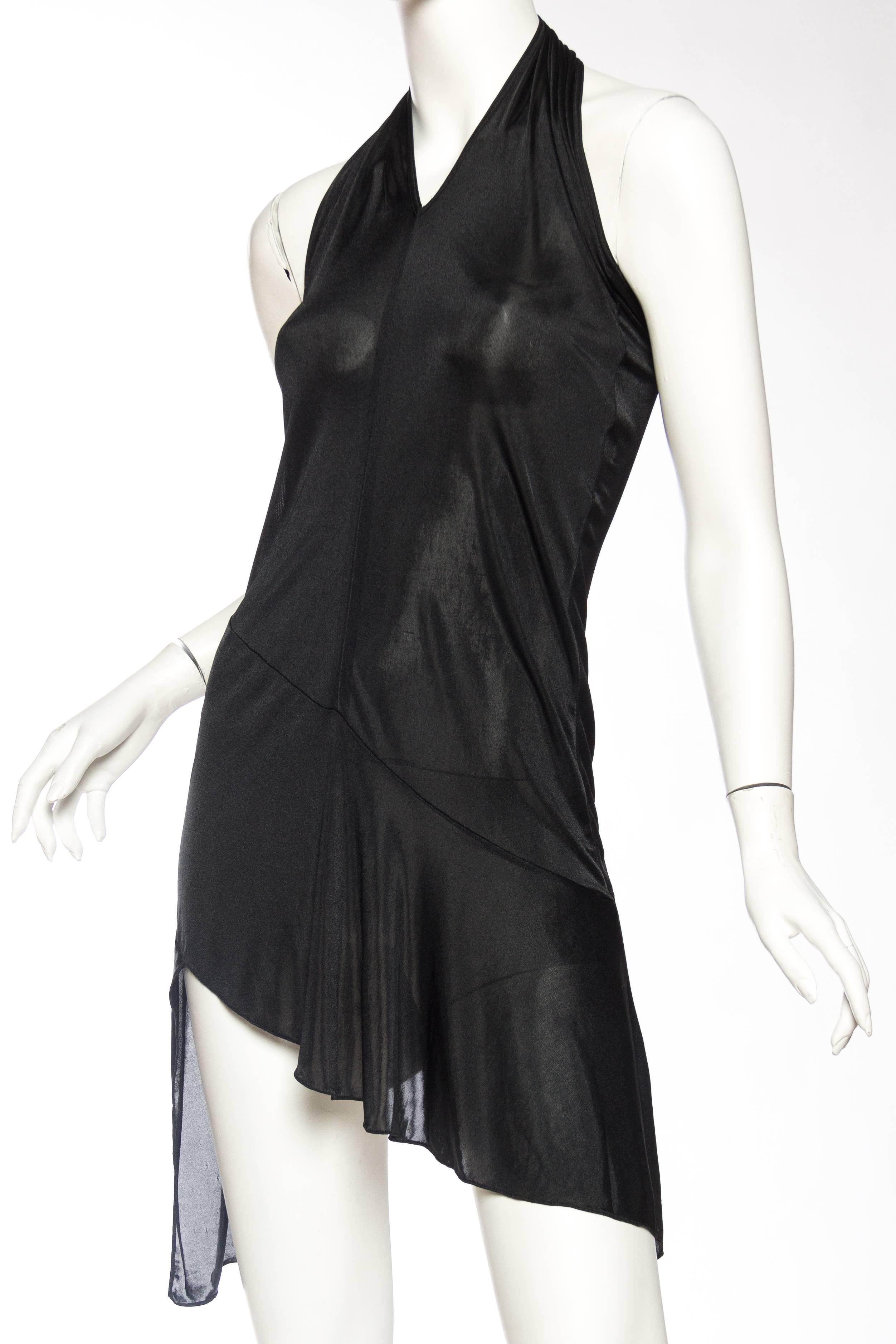 1990S JOHN GALLIANO CHRISTIAN DIOR Black Sheer Jersey Slinky Cocktail Dress 1