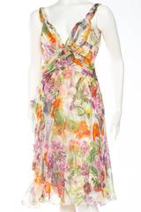 1990S JOHN GALLIANO CHRISTIAN DIOR Pastel Floral Silk Chiffon Backless Beaded G