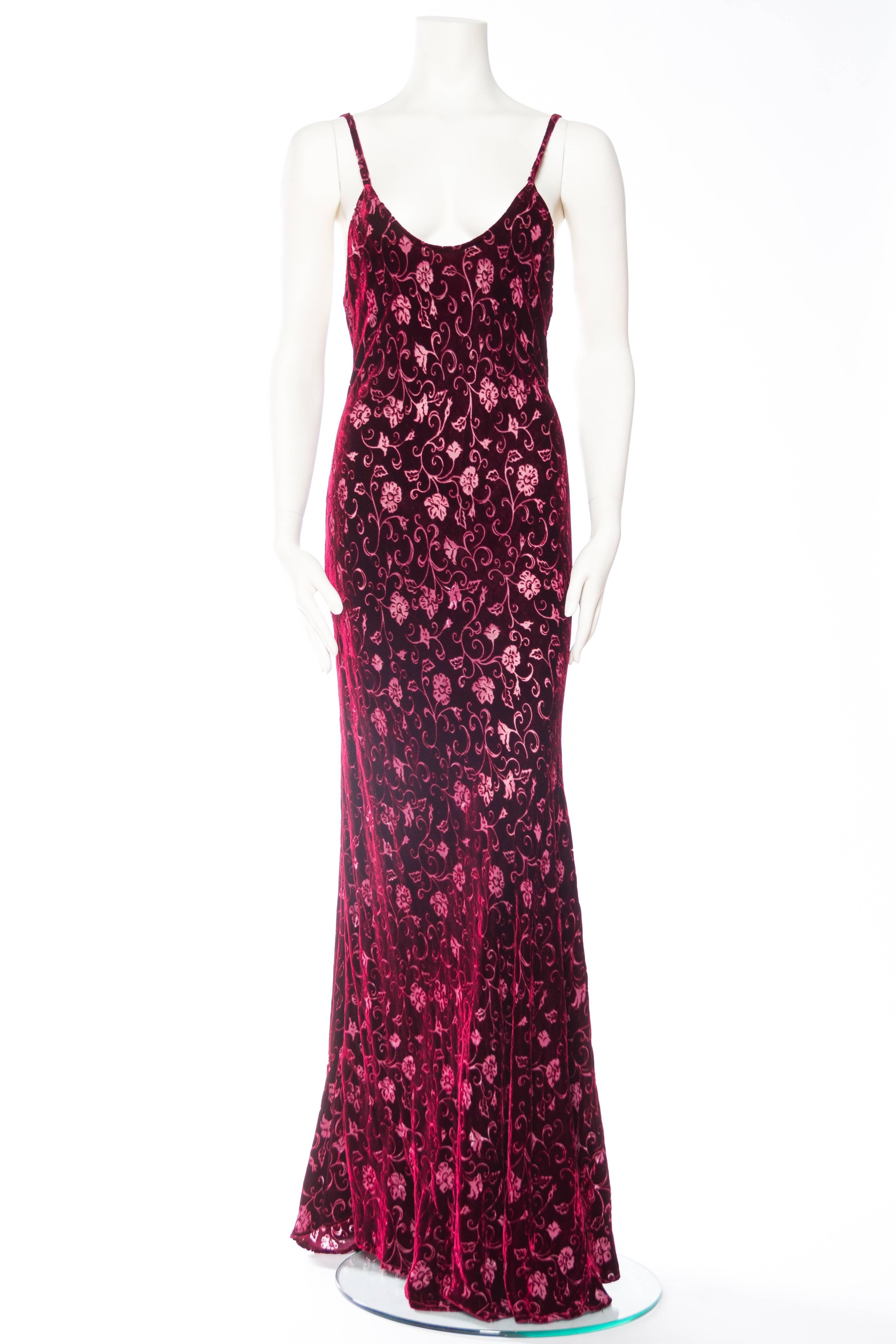 1990s Bias Velvet Devoré Dress In Excellent Condition In New York, NY