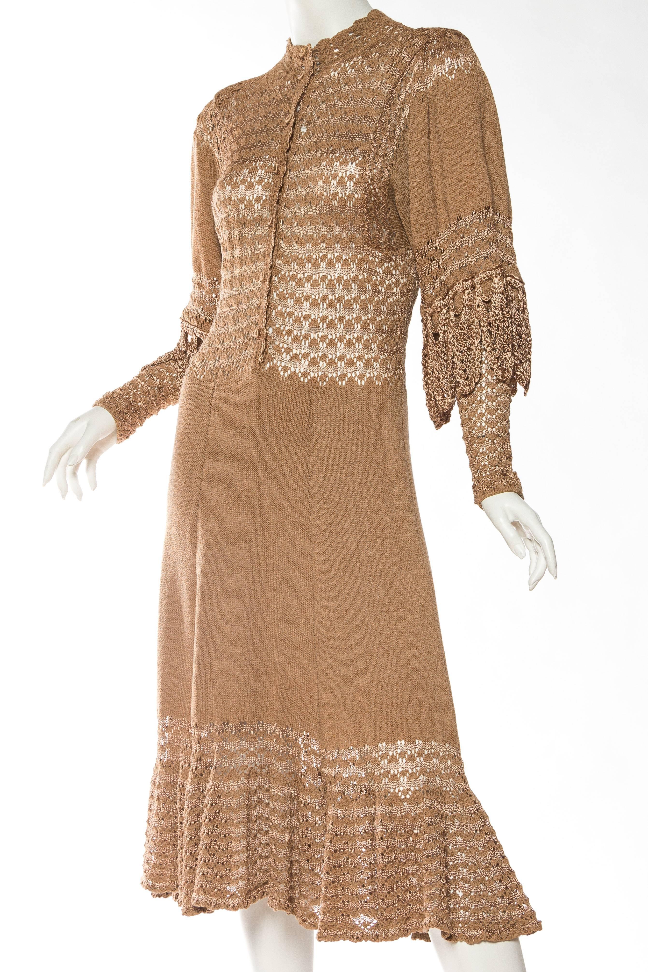 1970s Victorian Revival Knit Dress 1