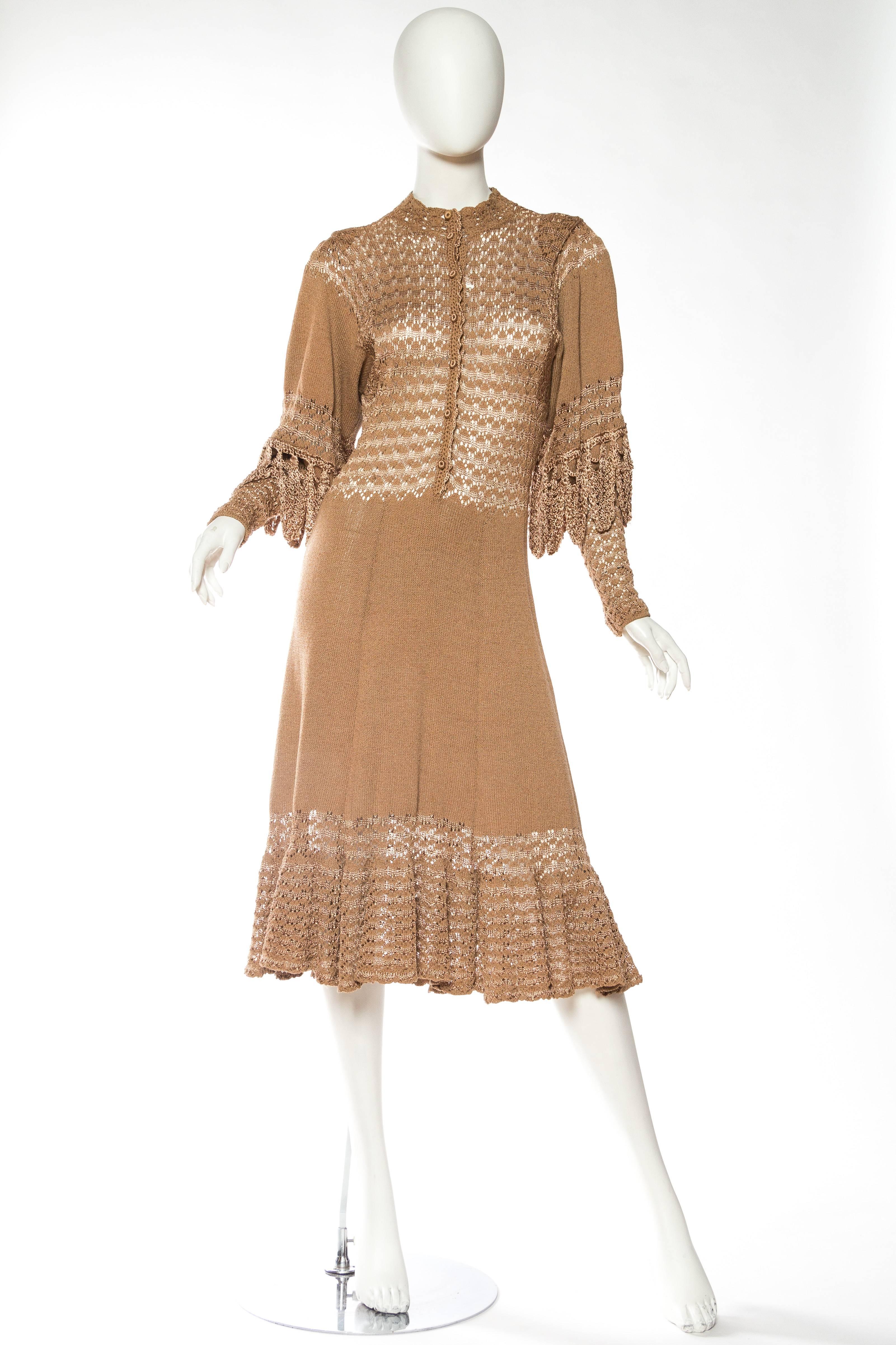 1970s Victorian Revival Knit Dress In Excellent Condition In New York, NY