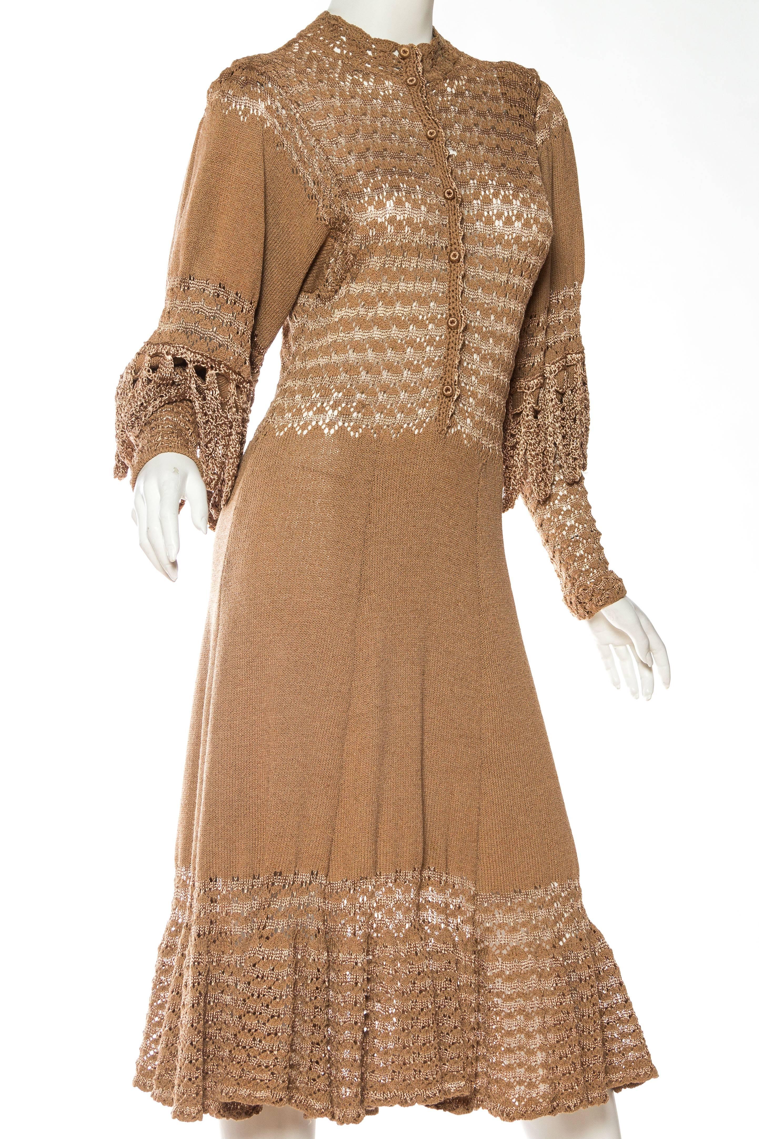 Women's 1970s Victorian Revival Knit Dress