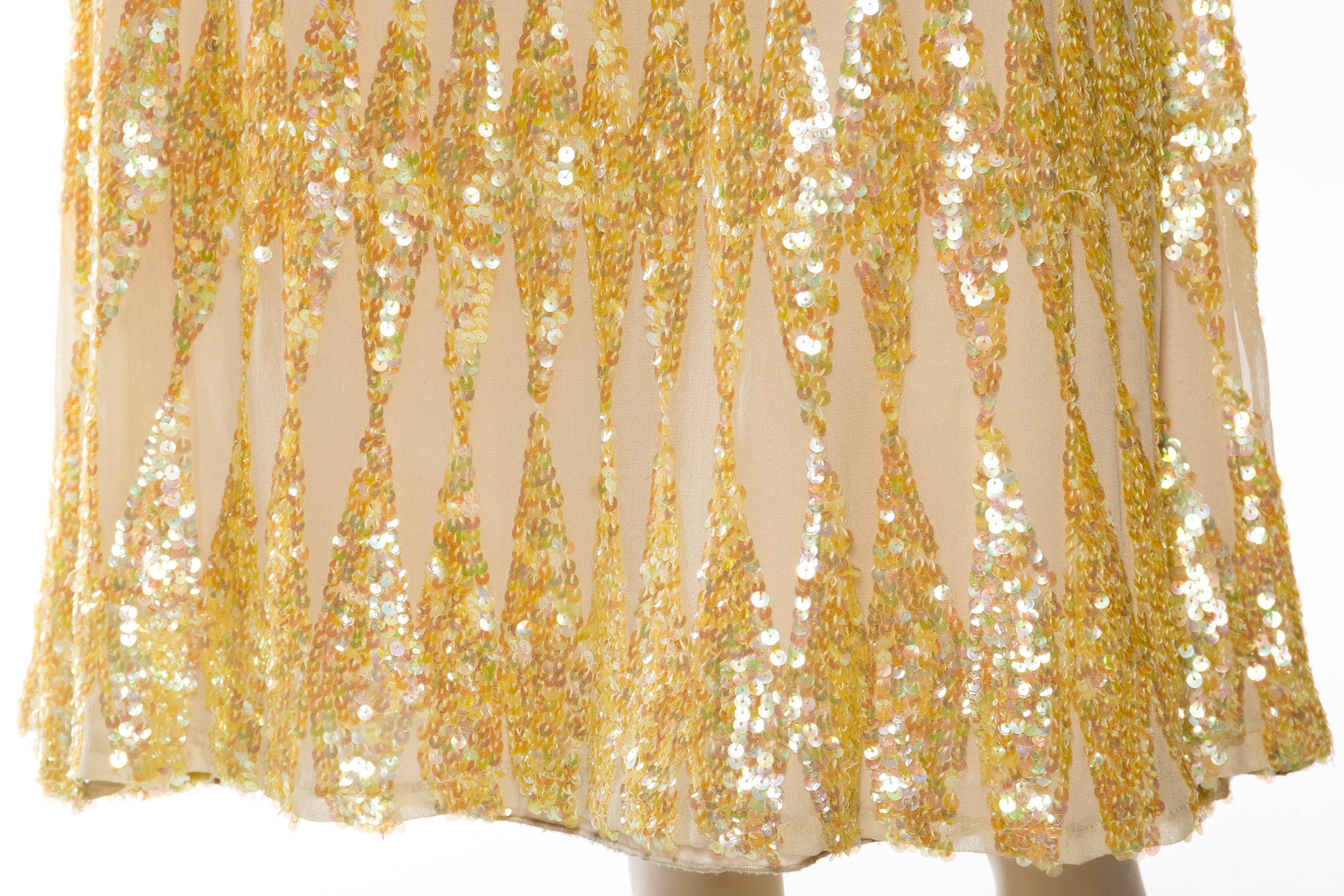 Women's 1970s Versace Style Hand Sequined Gown 