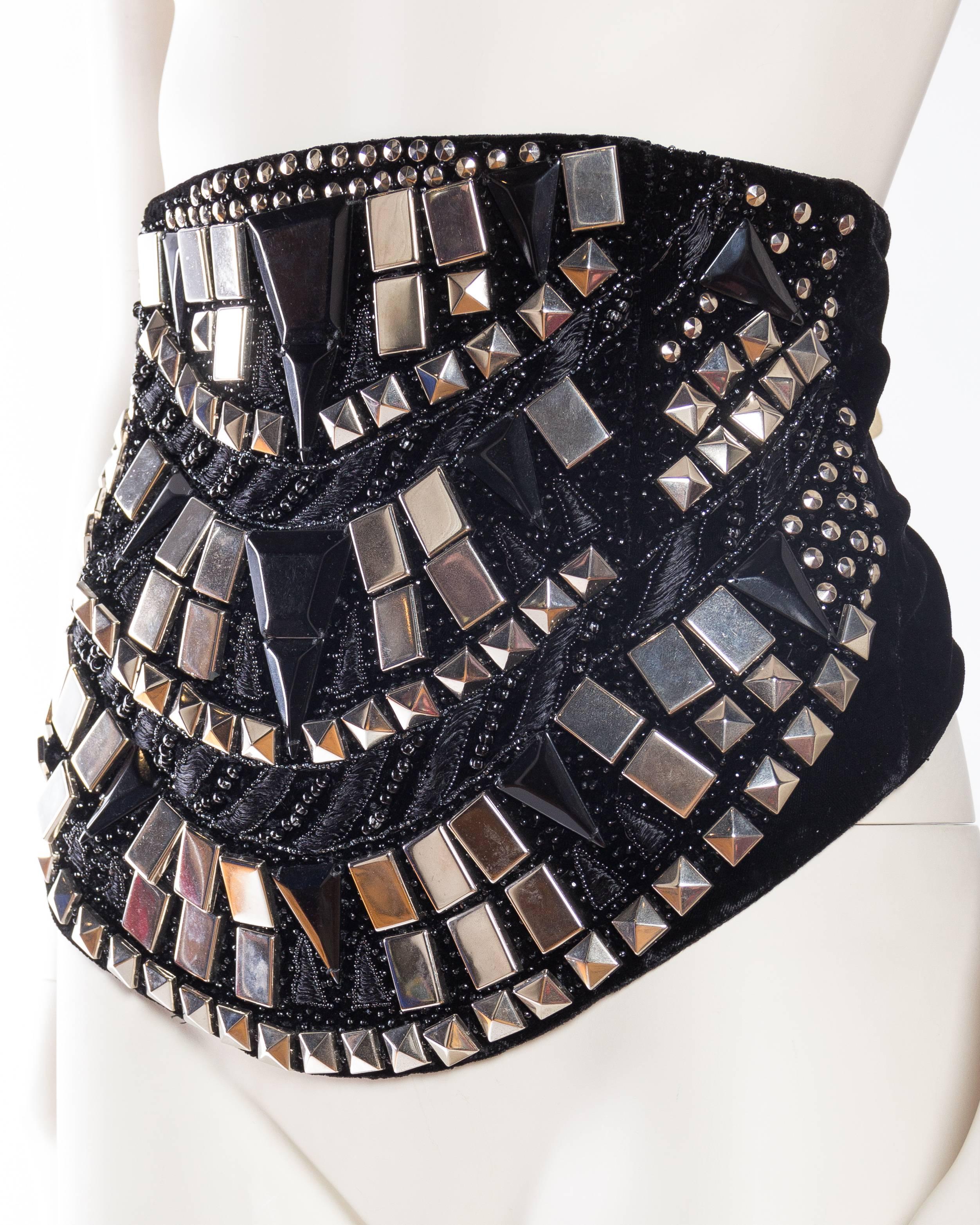 Women's Awesome Metal Studded Krizia Velvet Belt