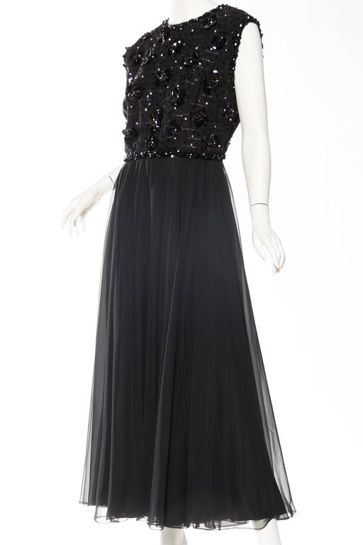 Early 1960s Beaded Chiffon Gown For Sale at 1stdibs