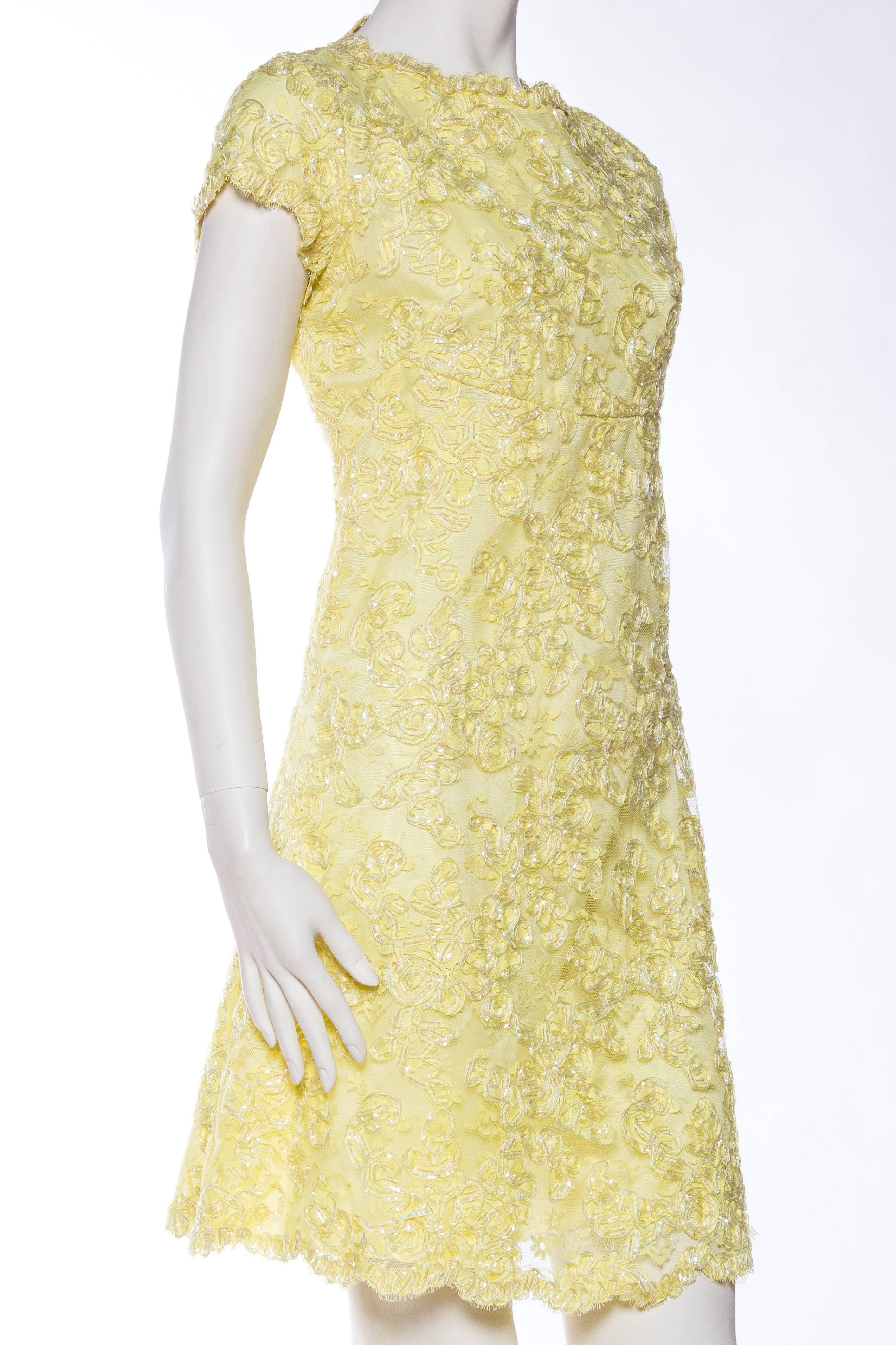Fun 1960s Lurex Embroidered Lace Dress In Excellent Condition In New York, NY