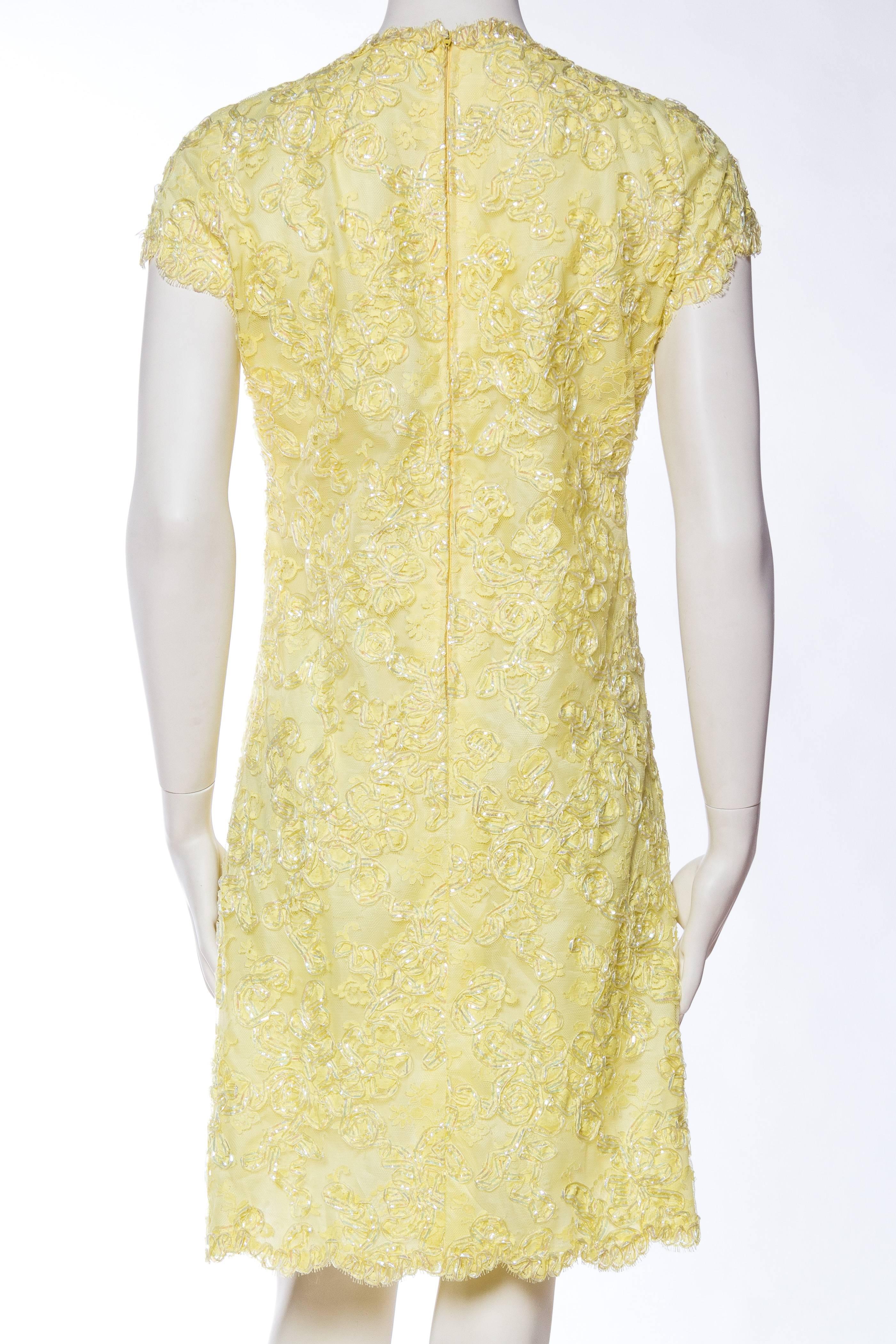 Fun 1960s Lurex Embroidered Lace Dress 1