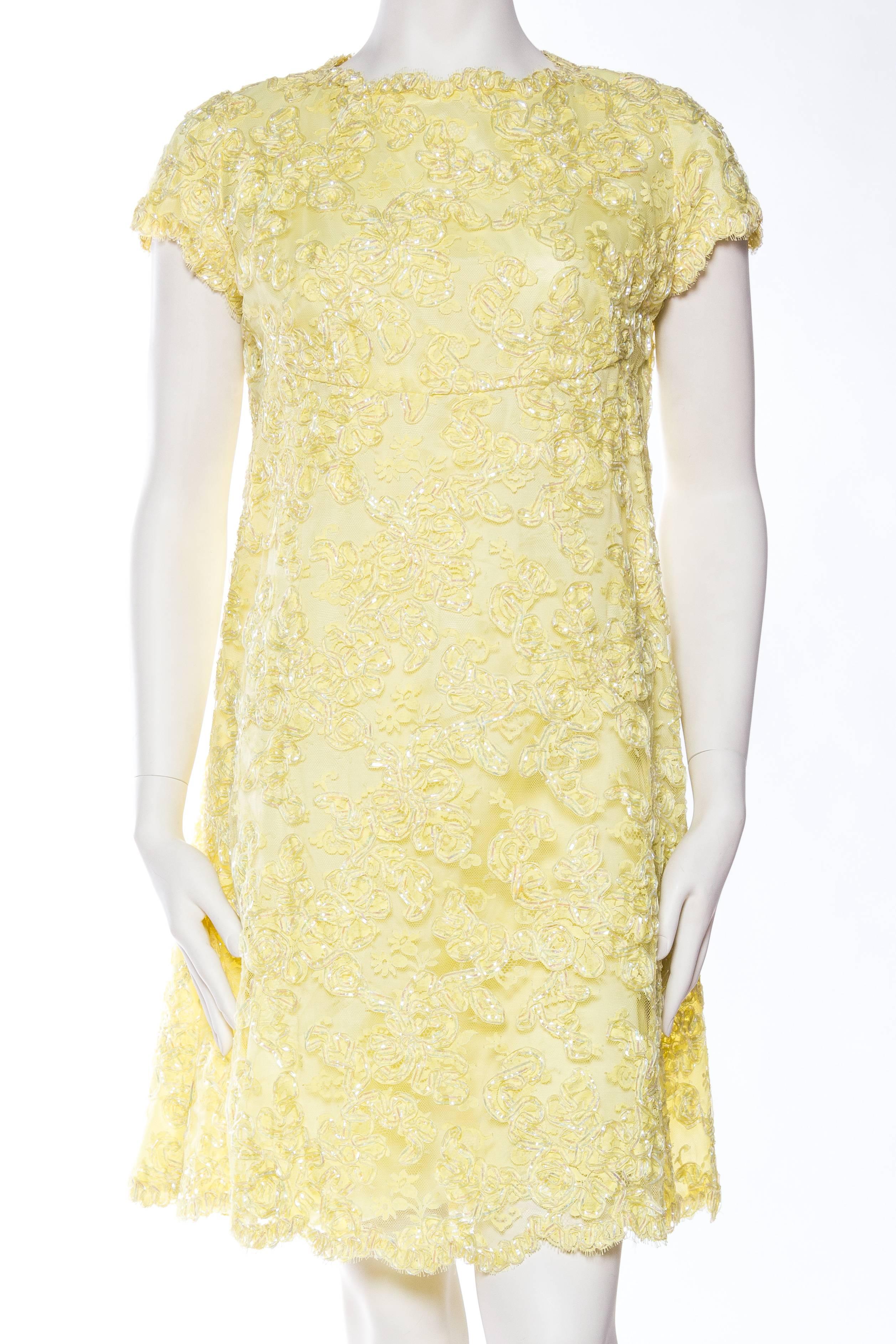 Fun 1960s Lurex Embroidered Lace Dress in the style of Jackie O. 