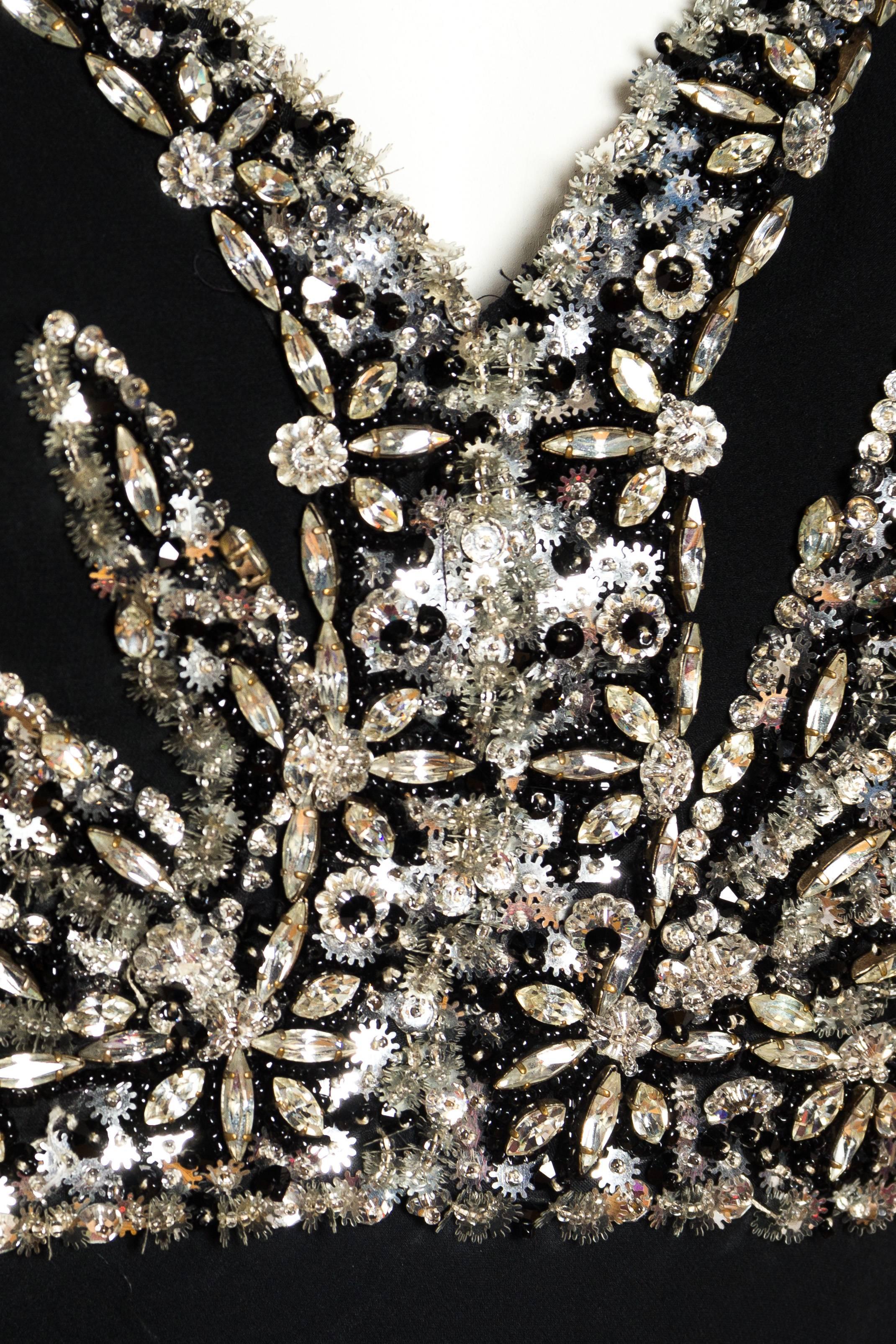 1970S RETY OF PARIS Black Haute Couture Silk Chiffon Crystal Beaded Empire Wais 3