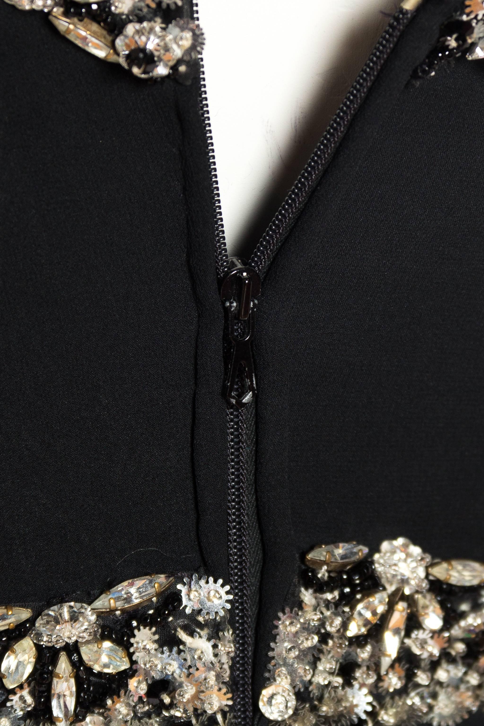 1970S RETY OF PARIS Black Haute Couture Silk Chiffon Crystal Beaded Empire Wais 4