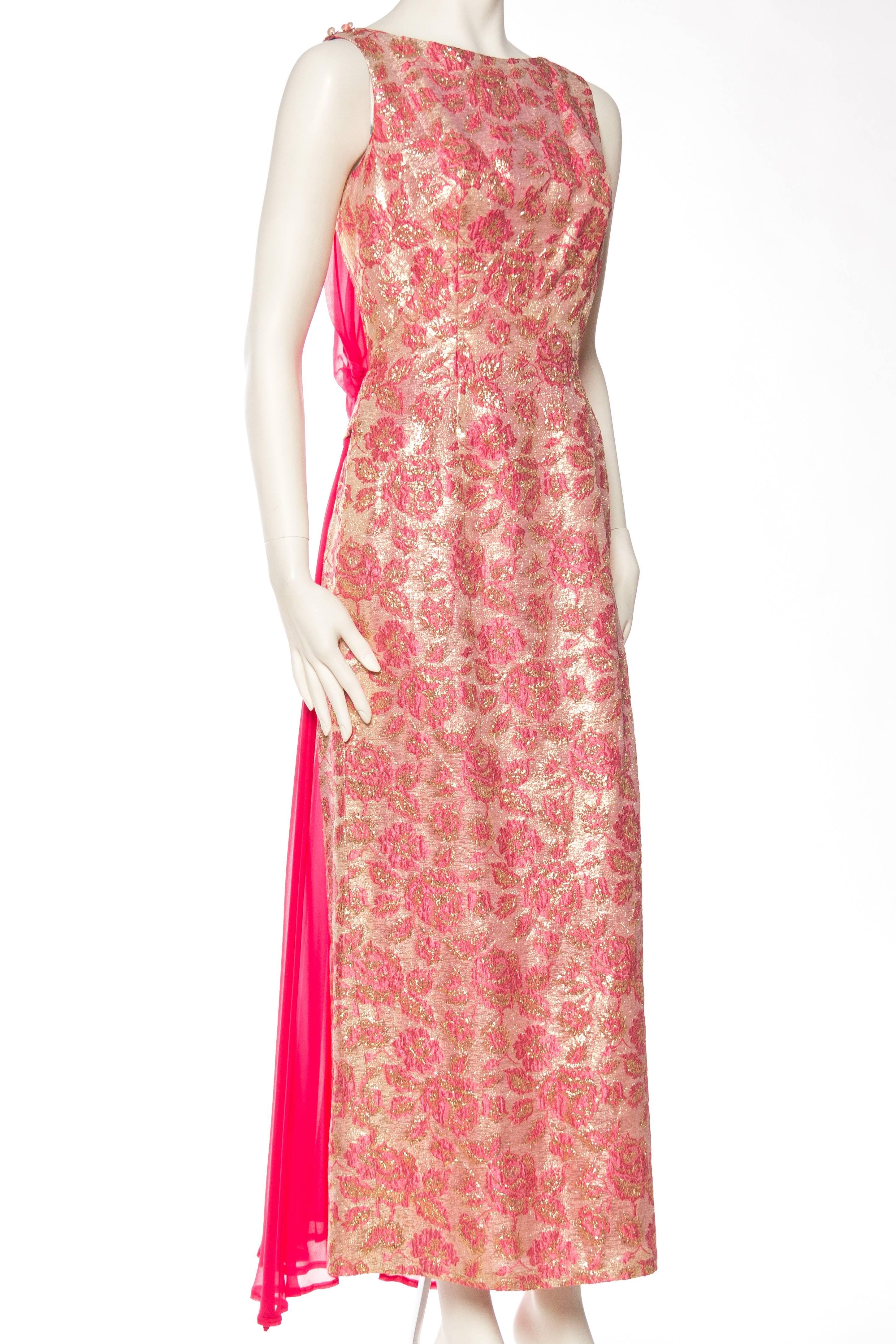 Women's 1960s Floral Lamé Gown