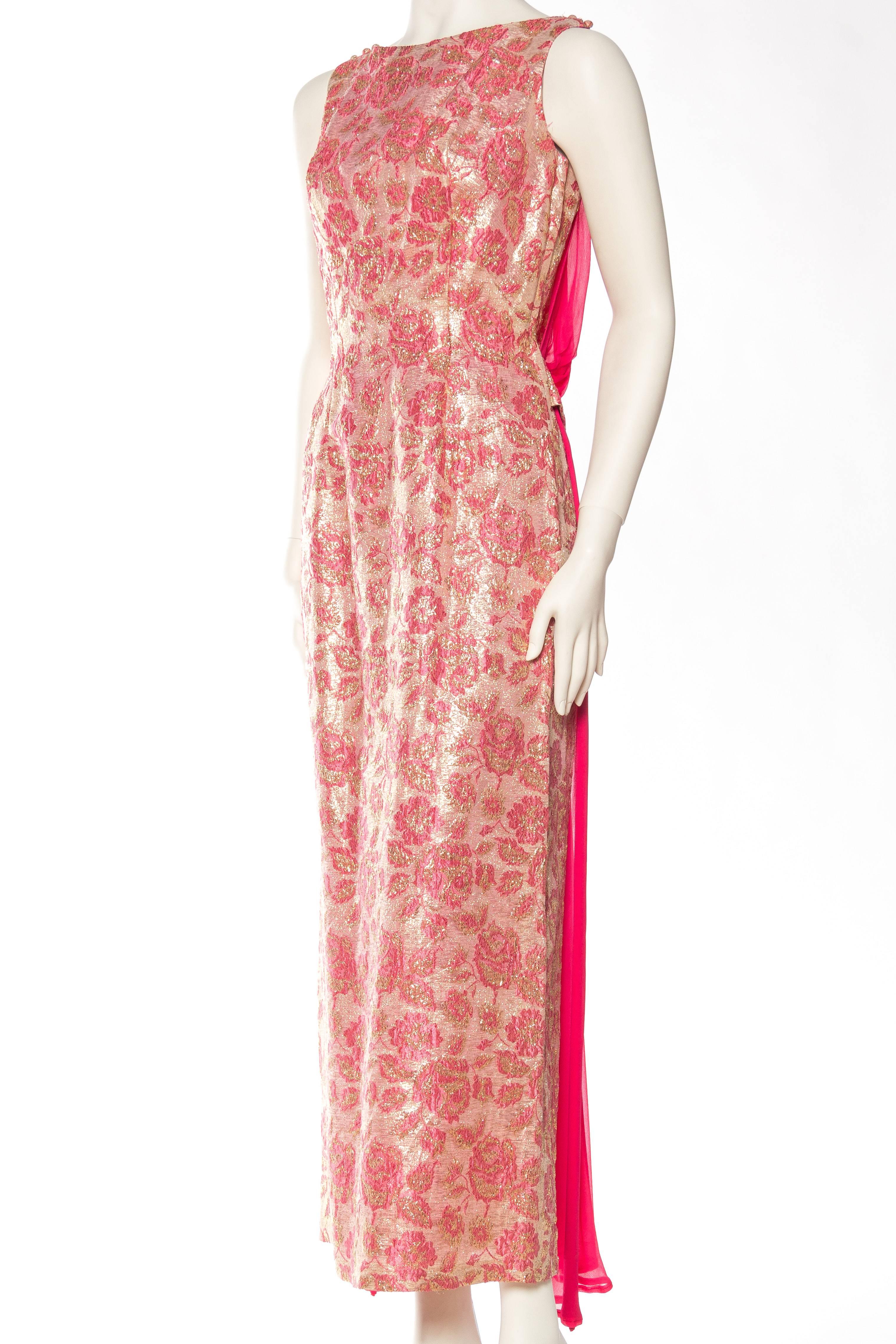 1960s Floral Lamé Gown 1