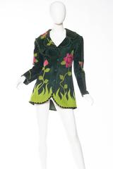 1960s  Gucci style 1970s Suede Jacket with Rose Appliques